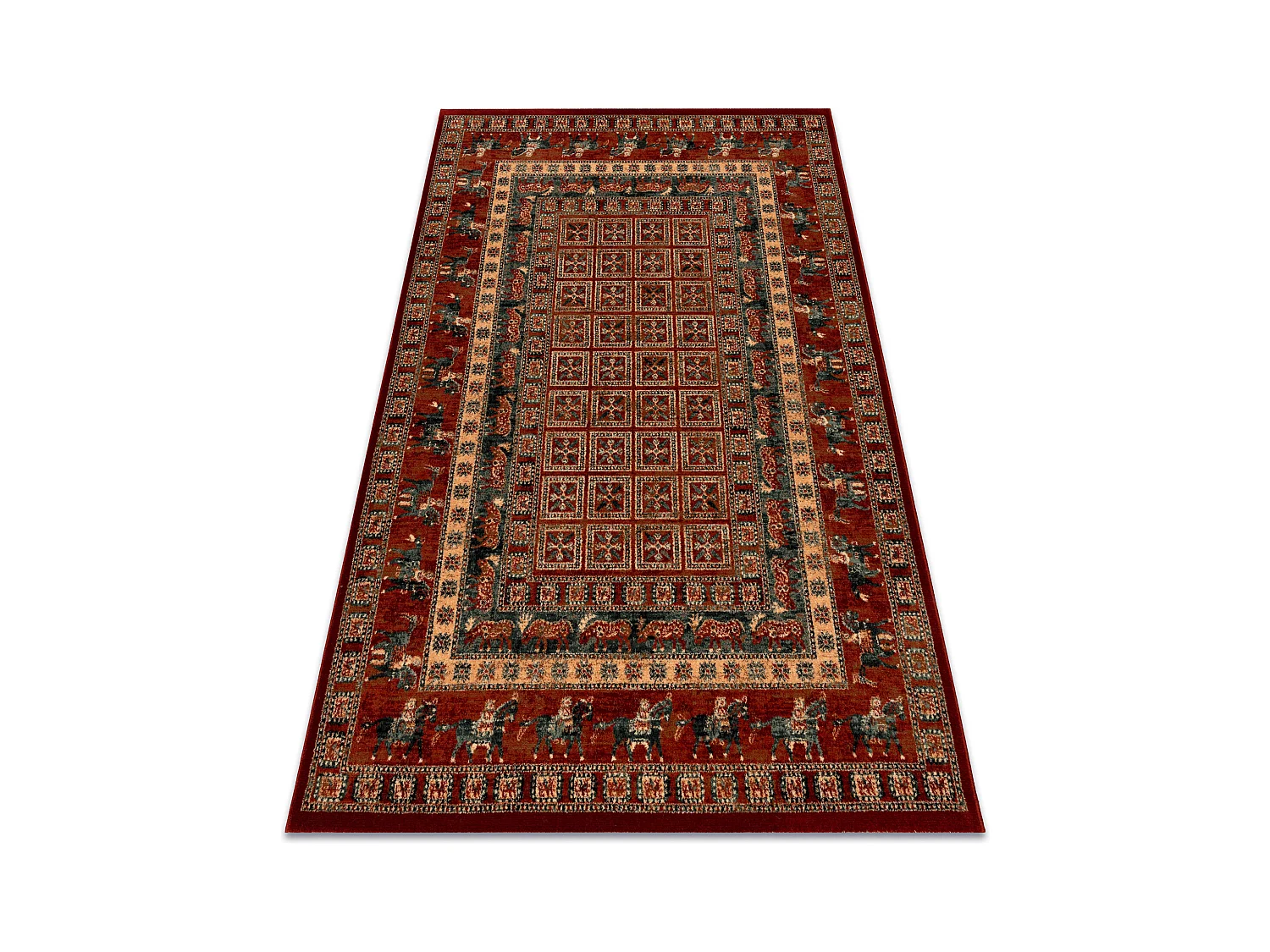 Tapis en laine KASHQAI 4301 300 oriental, cadre terre cuite / vert 120x170 cm