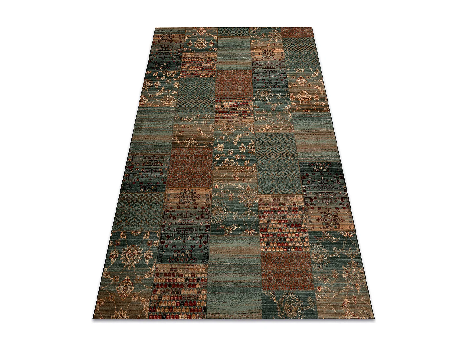 Dywan wełniany KASHQAI 4327 400 Patchwork zielony 240x340 cm