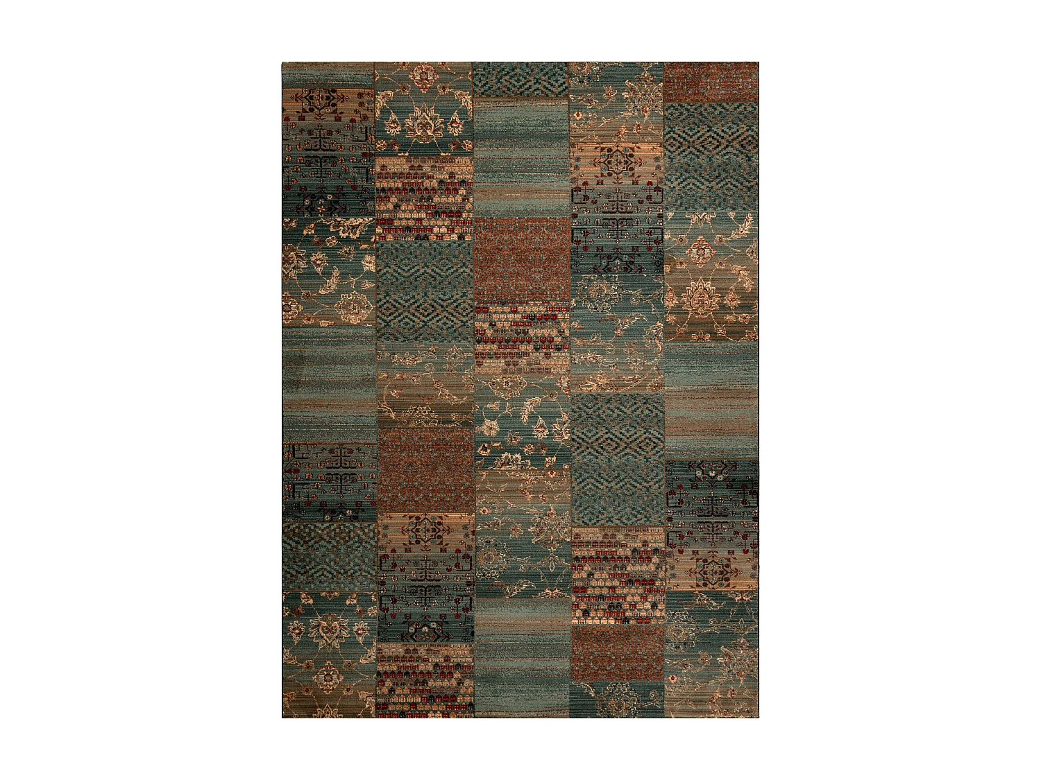 Dywan wełniany KASHQAI 4327 400 Patchwork zielony 240x340 cm