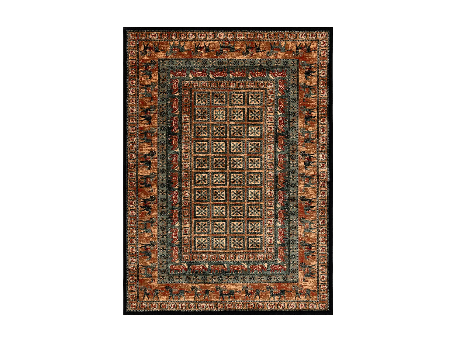 Tappeto di lana KASHQAI 4301 500 orientale, cornice beige / verde 160x240 cm