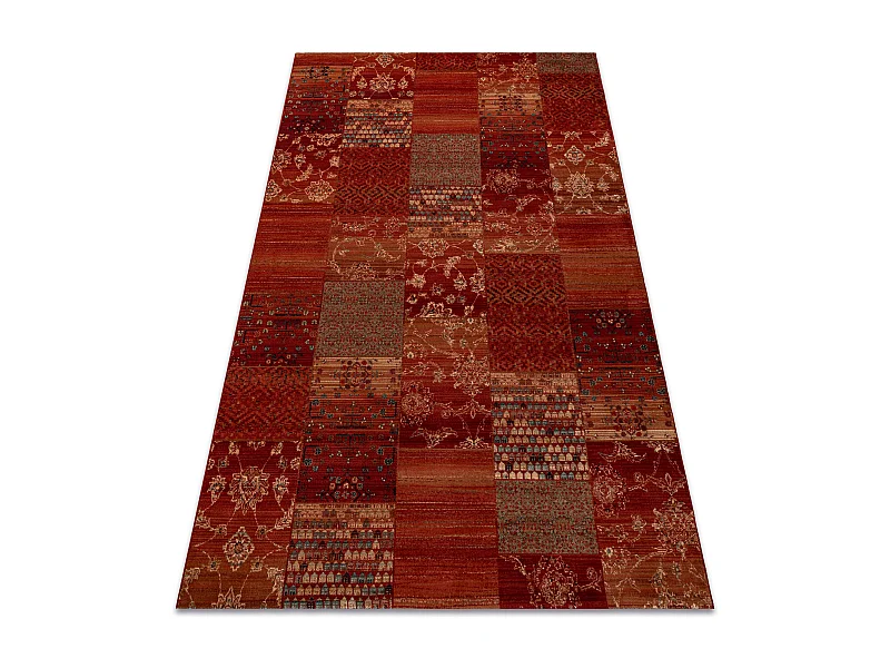 Tapis en laine KASHQAI 4327 300 Patchwork bordeaux 67x130 cm