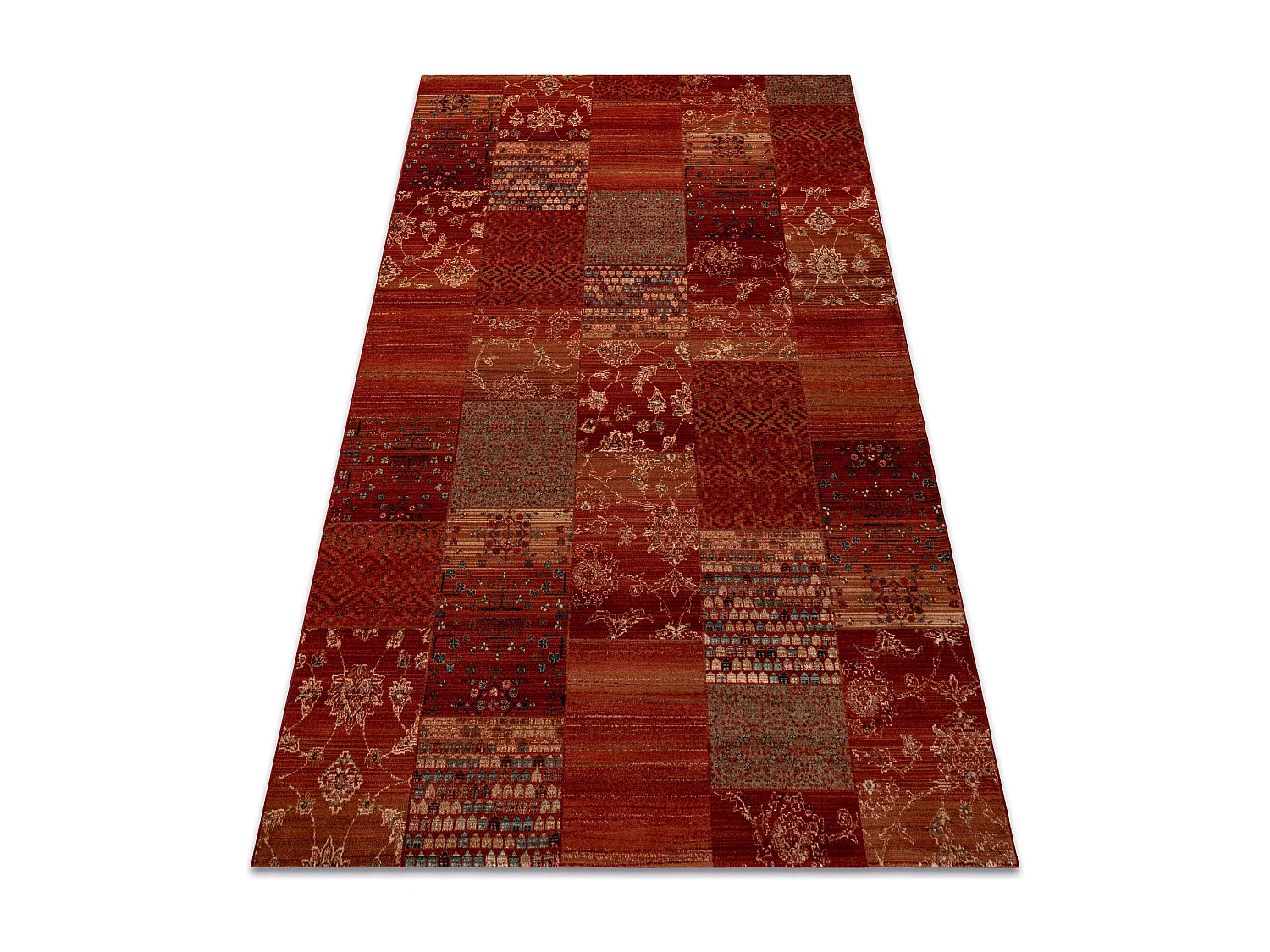 Wollteppich KASHQAI 4327 300 Patchwork rotwein  67x130 cm