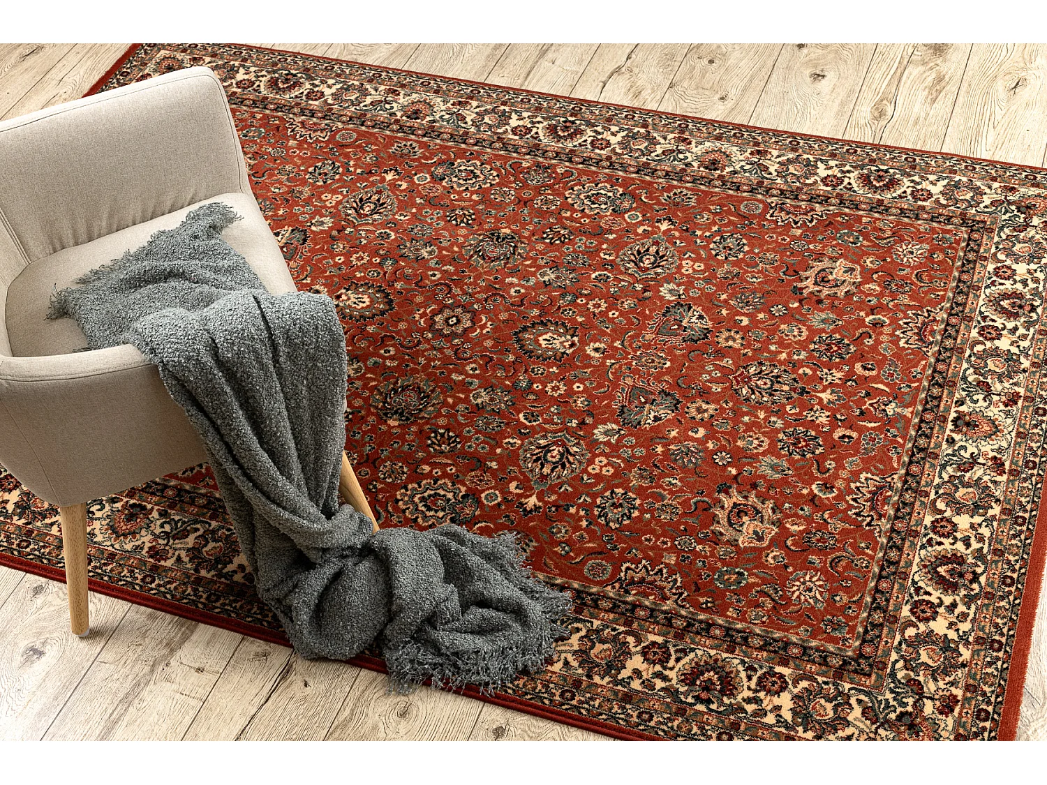 Tapis en laine KASHQAI 4362 200 ornement bordeaux / beige 80x300 cm