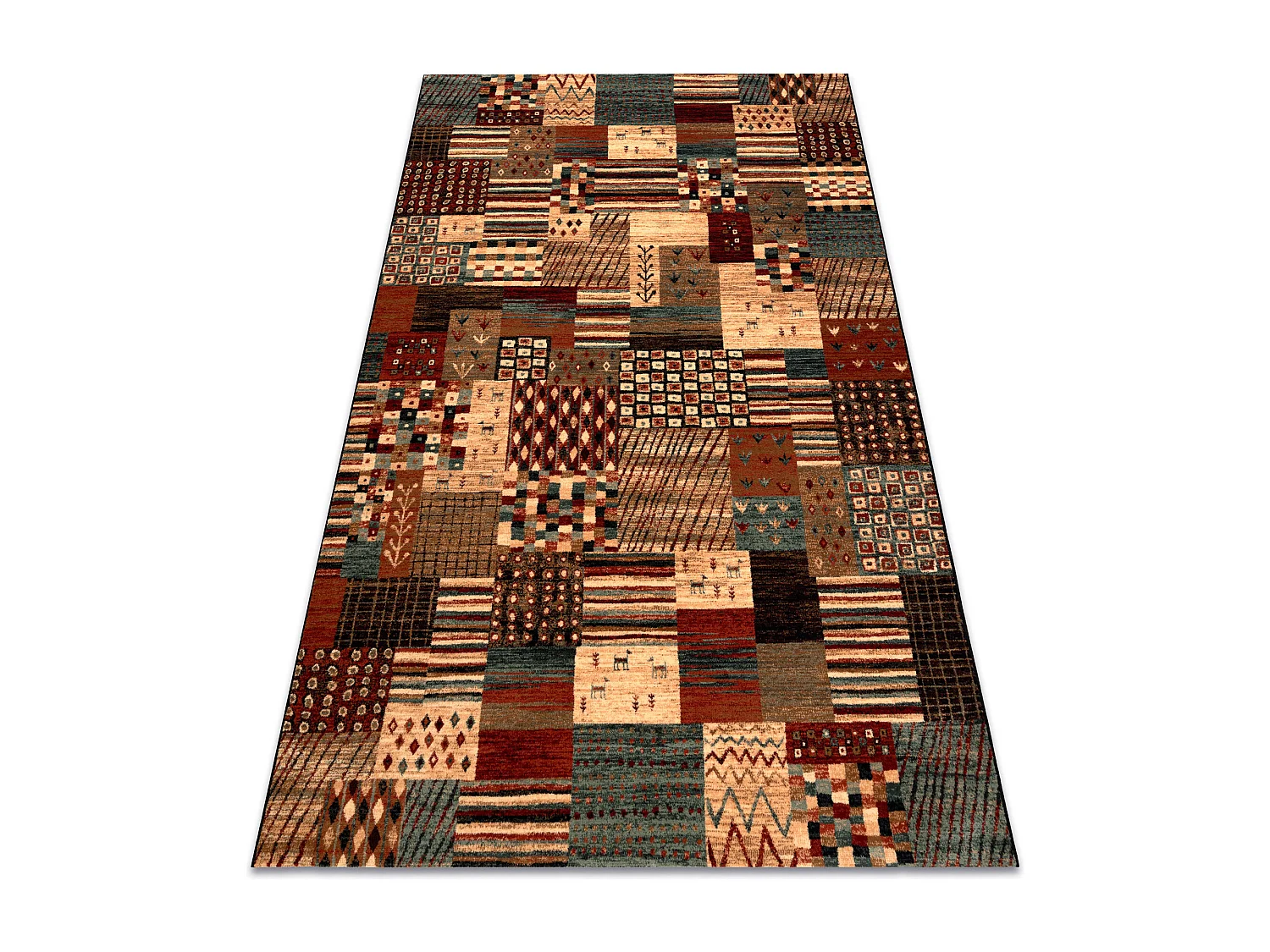 Wollen tapijt KASHQAI 4353 990 Lapwerk terracotta / beige 160x240 cm