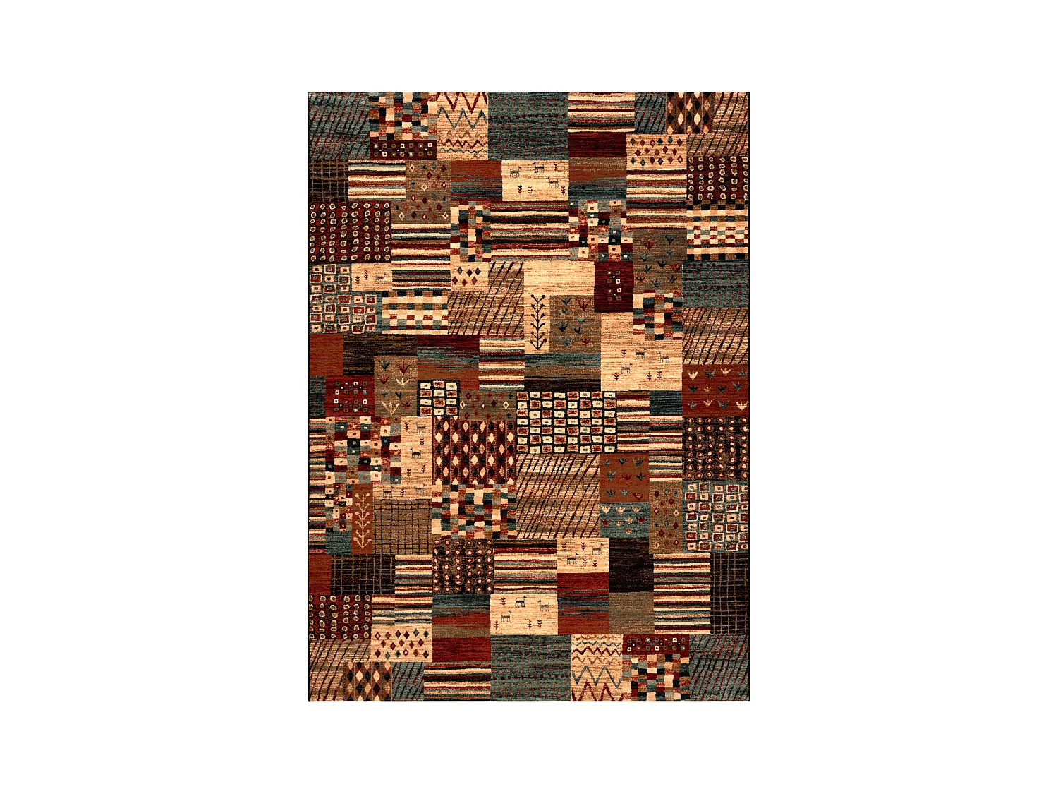 Wollen tapijt KASHQAI 4353 990 Lapwerk terracotta / beige 160x240 cm