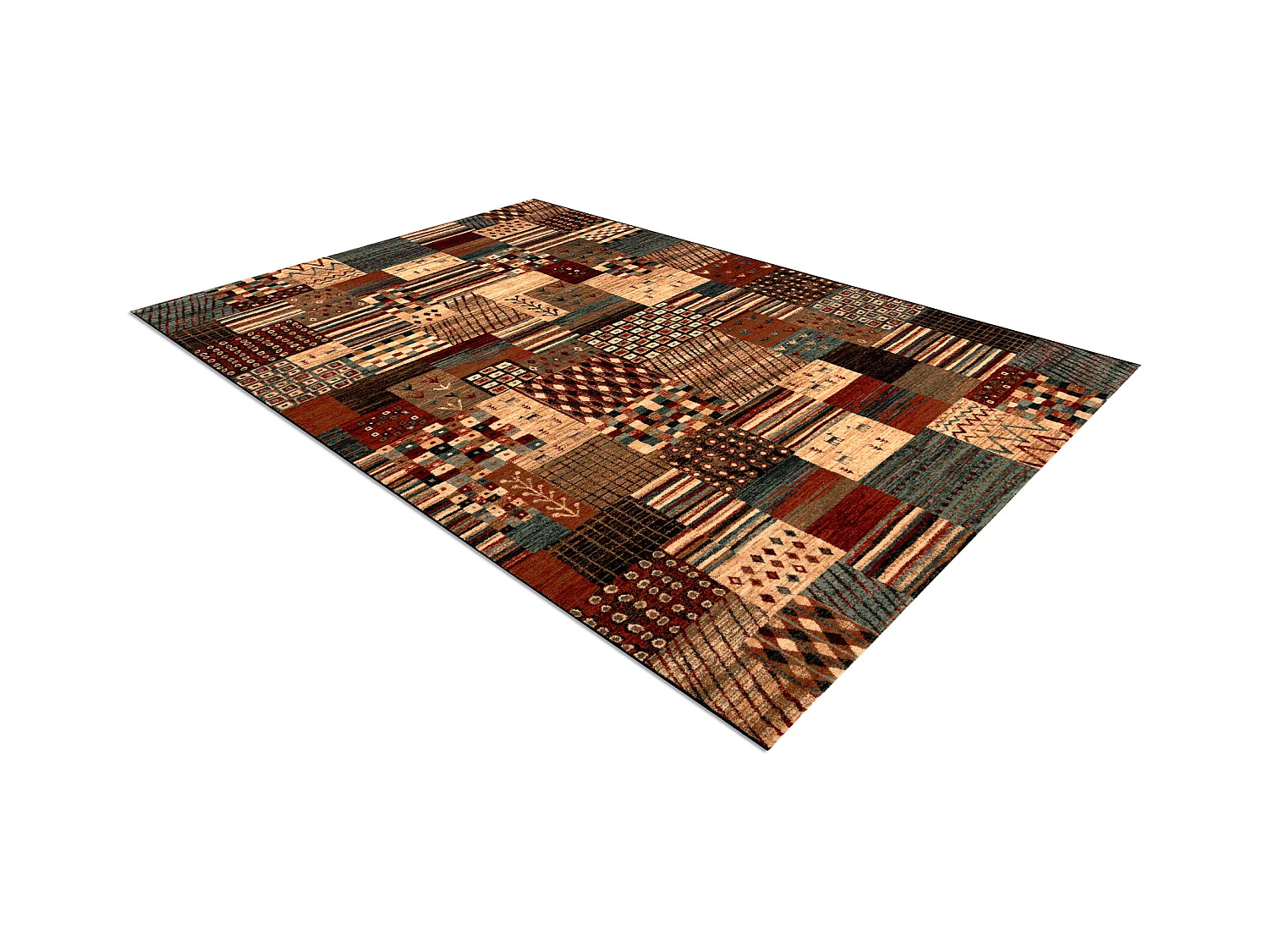 Wollen tapijt KASHQAI 4353 990 Lapwerk terracotta / beige 160x240 cm