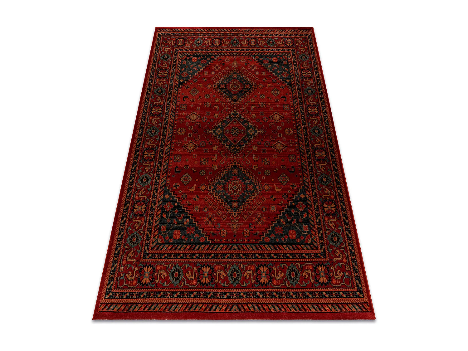 Wollteppich KASHQAI 4345 300 orientalisch, Rahmen rotwein  120x170 cm