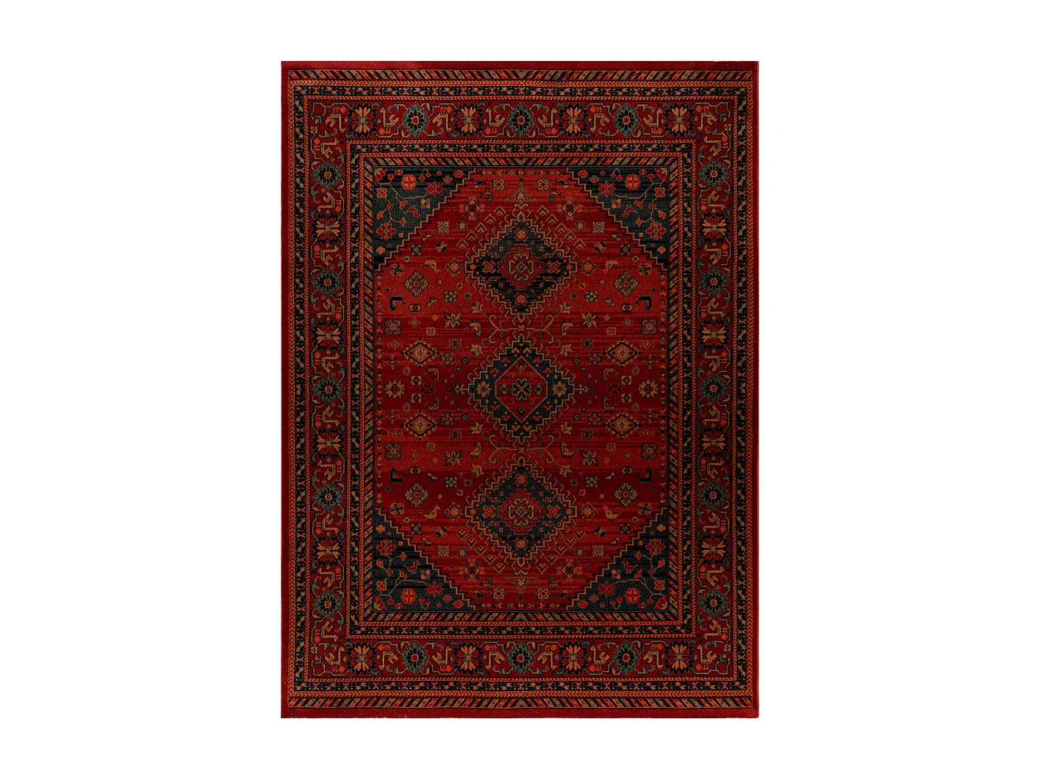 Wollteppich KASHQAI 4345 300 orientalisch, Rahmen rotwein  120x170 cm