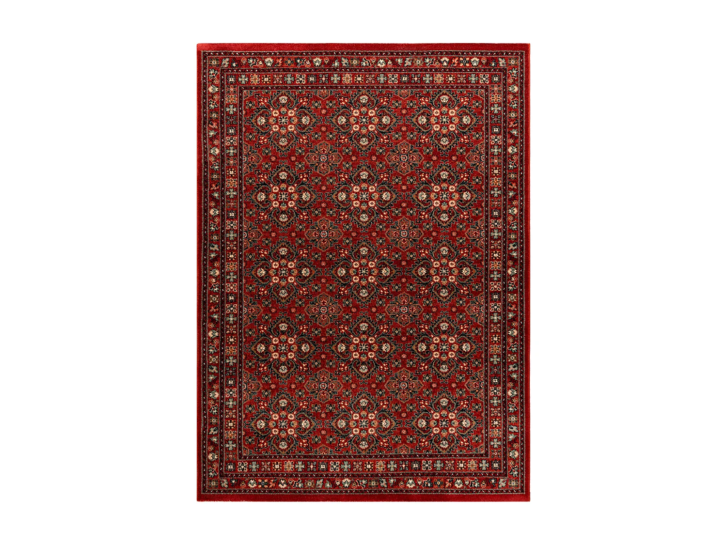 Tapis en laine KASHQAI 4372 300 Fleurs, cadre bordeaux 67x275 cm