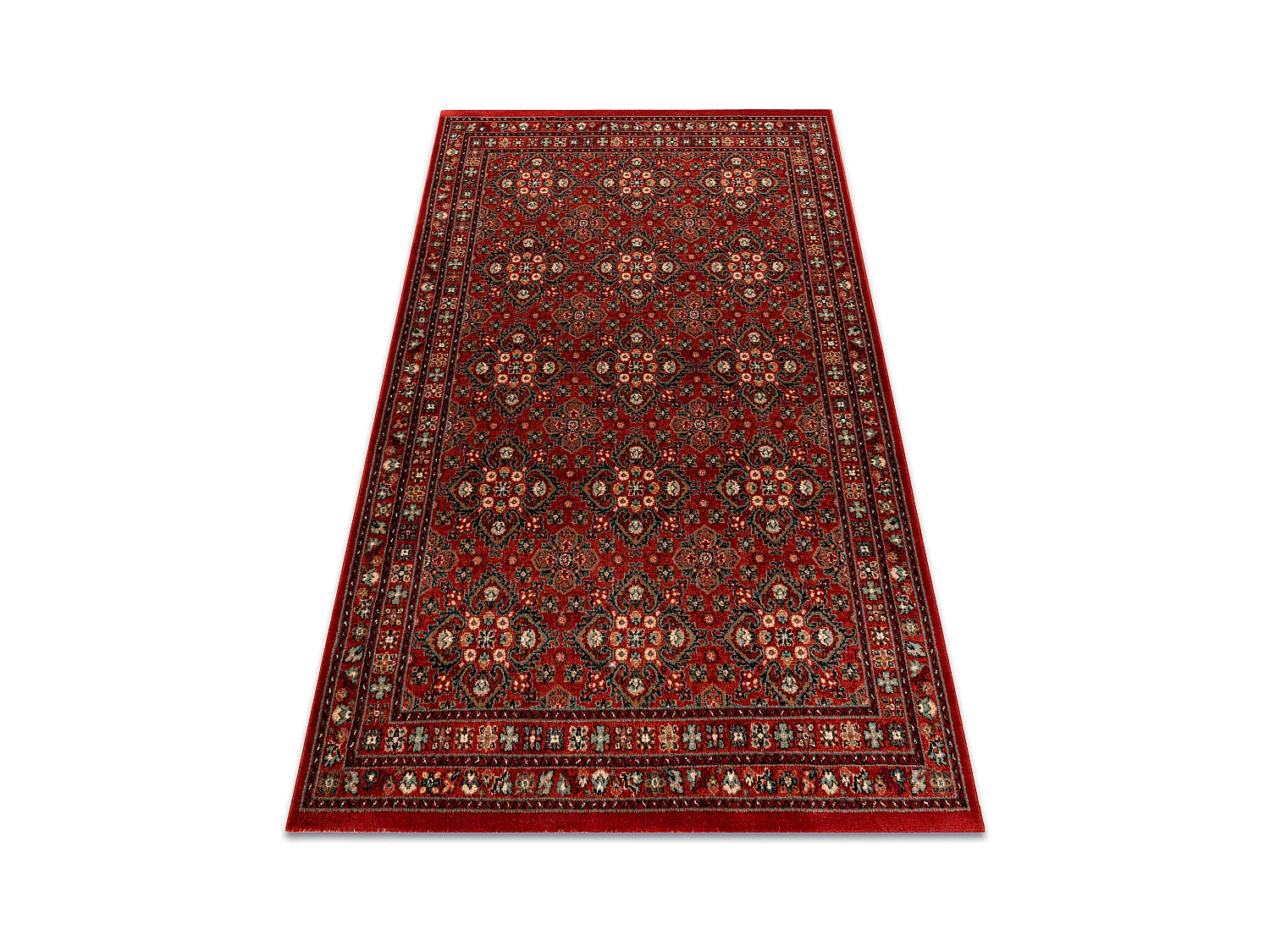 Tapis en laine KASHQAI 4372 300 Fleurs, cadre bordeaux 67x275 cm