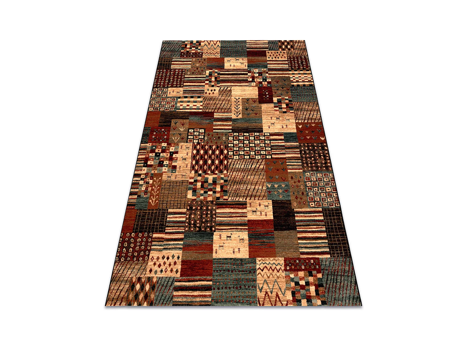 Tapis en laine KASHQAI 4353 990 Patchwork terre cuite / beige 80x160 cm