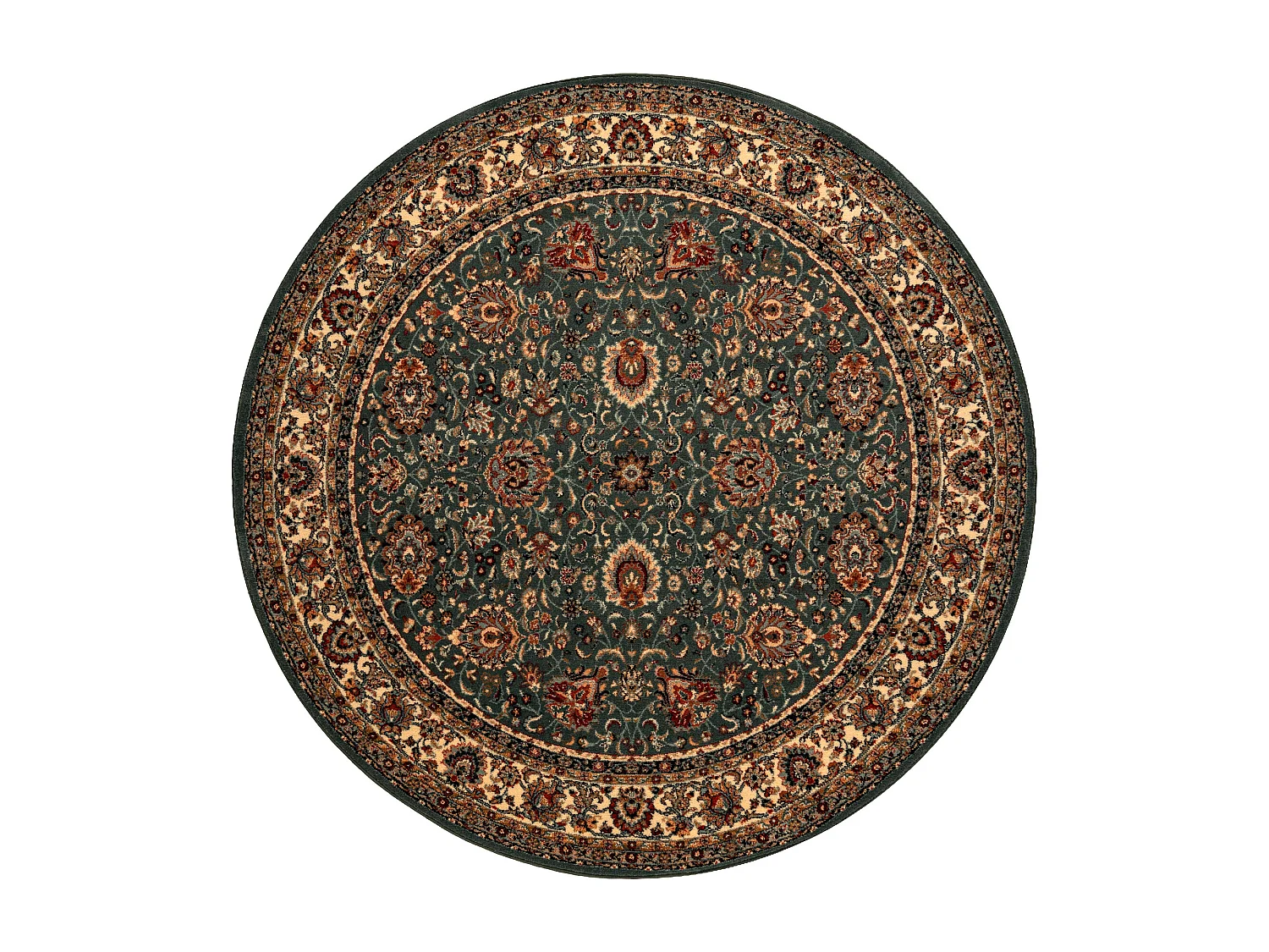 Tappeto di lana KASHQAI 4362 410 cerchio ornamento verde / beige cercle 160 cm