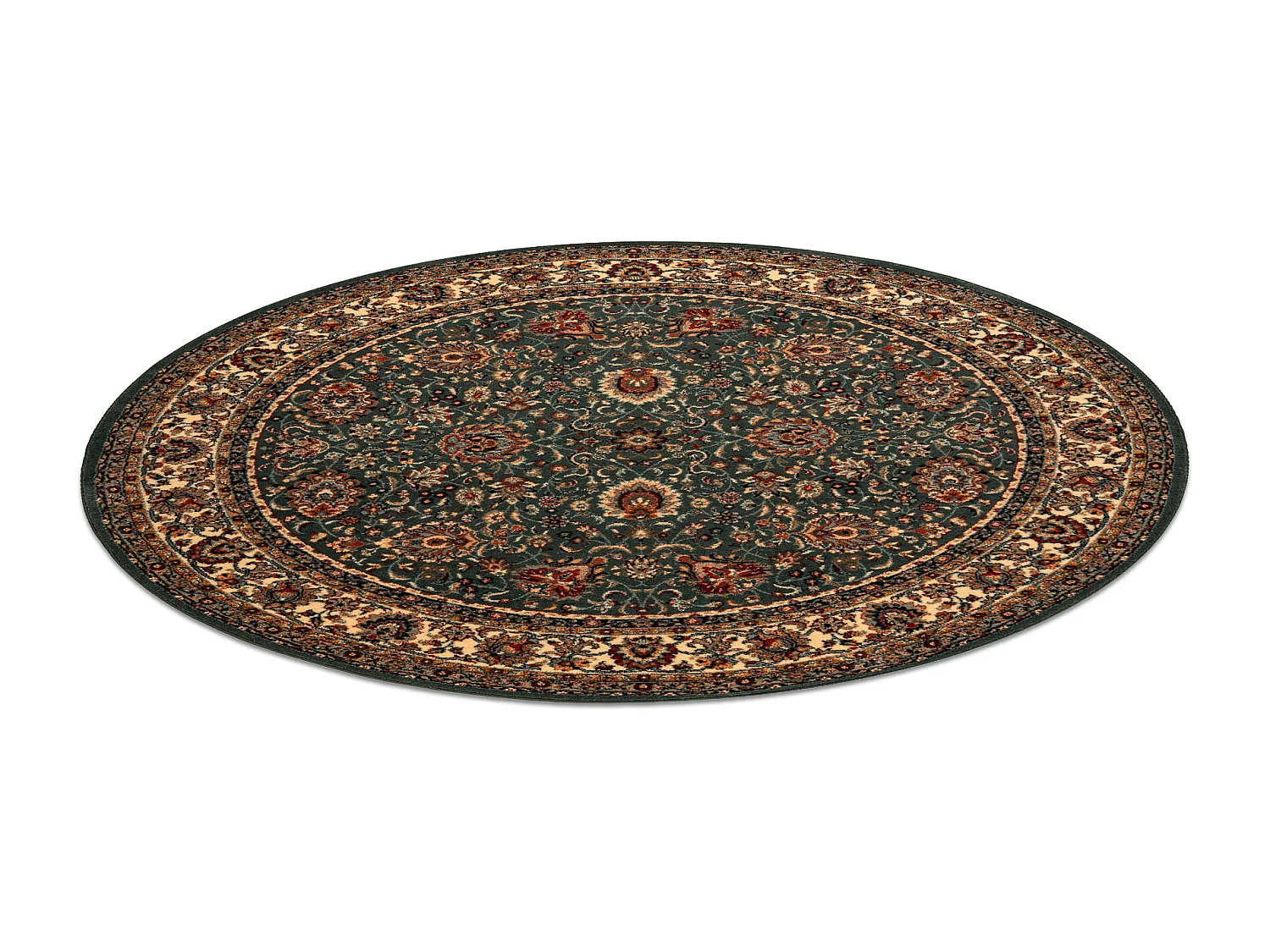 Tapis en laine KASHQAI 4362 410 cercle ornement vert / beige cercle 160 cm