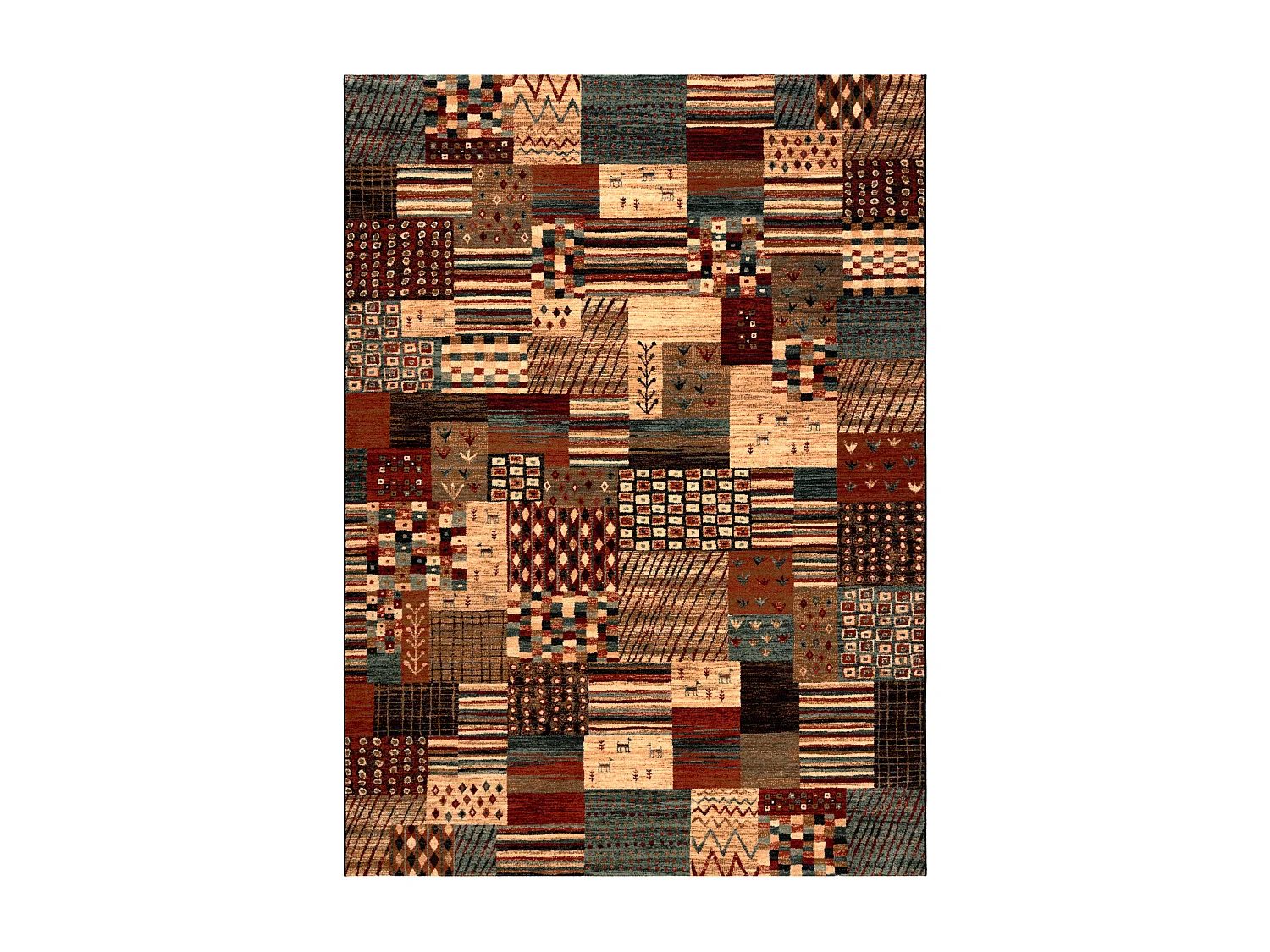 Tapis en laine KASHQAI 4353 990 Patchwork terre cuite / beige 135x200 cm