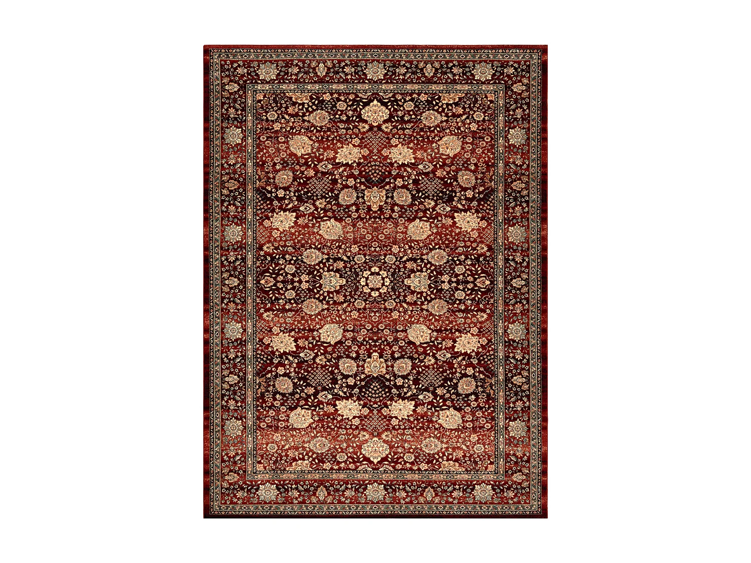 Wollen tapijt KASHQAI 4365 300 Bloemen, kader bordeaux rode kleur / be 160x240 cm