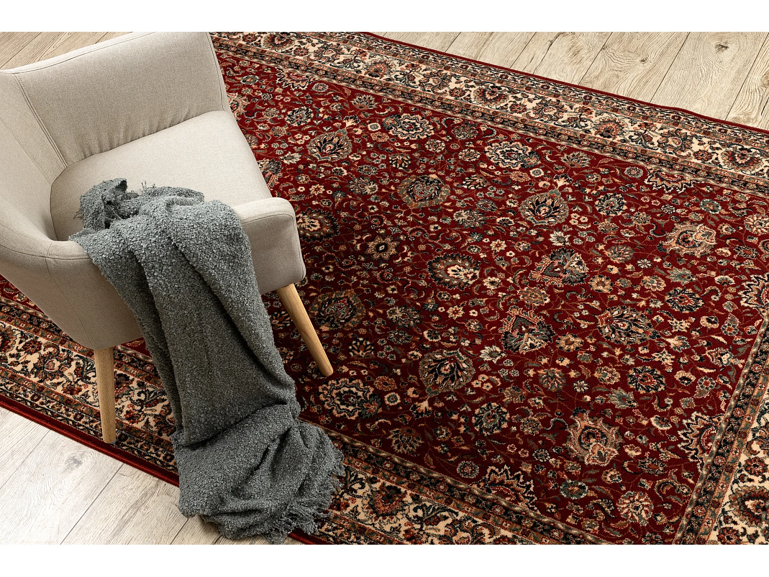 Tapis en laine KASHQAI 4362 302 ornement bordeaux / beige 120x170 cm