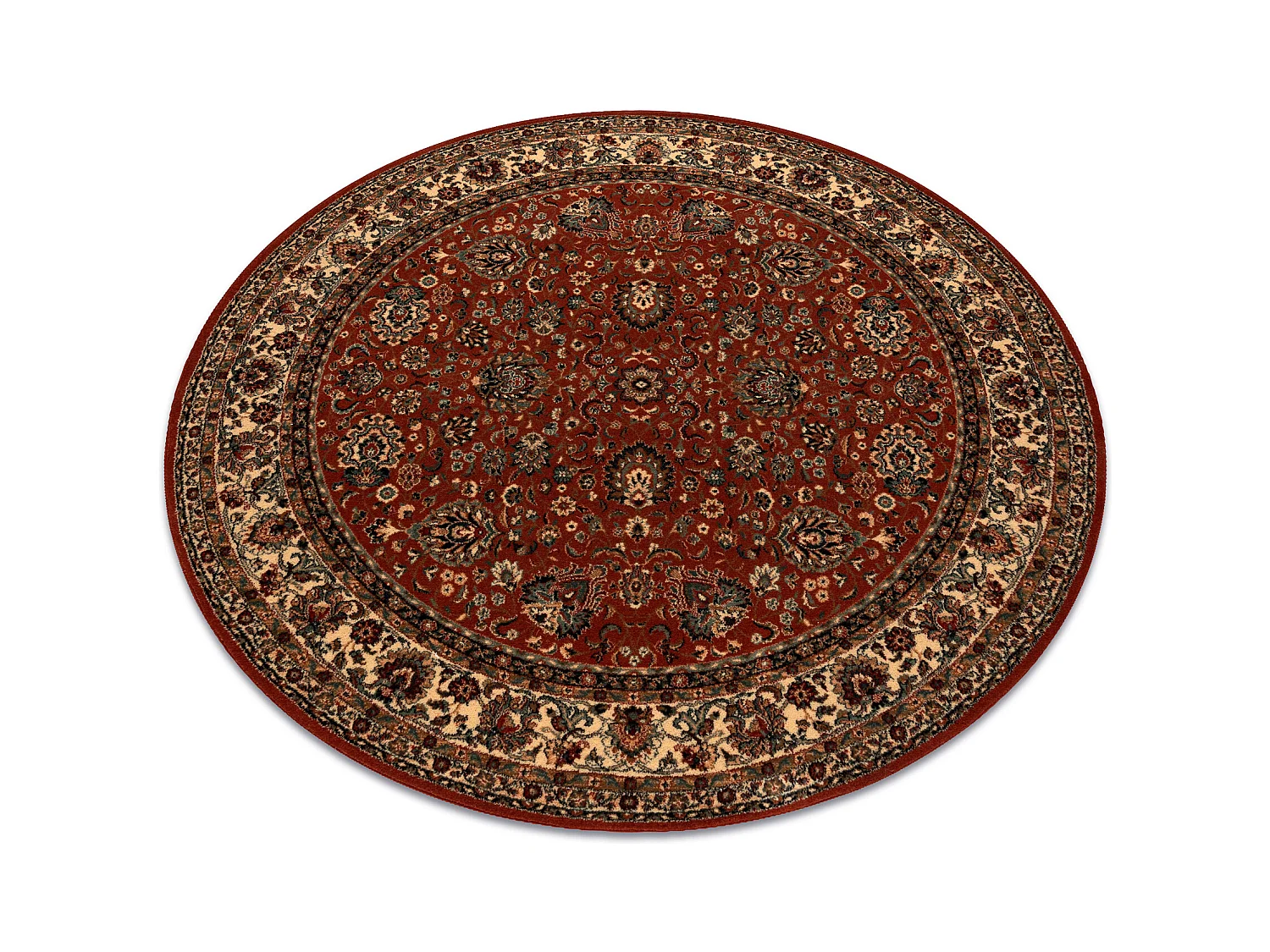 Tapis en laine KASHQAI 4362 200 cercle ornement bordeaux / beige cercle 120 cm