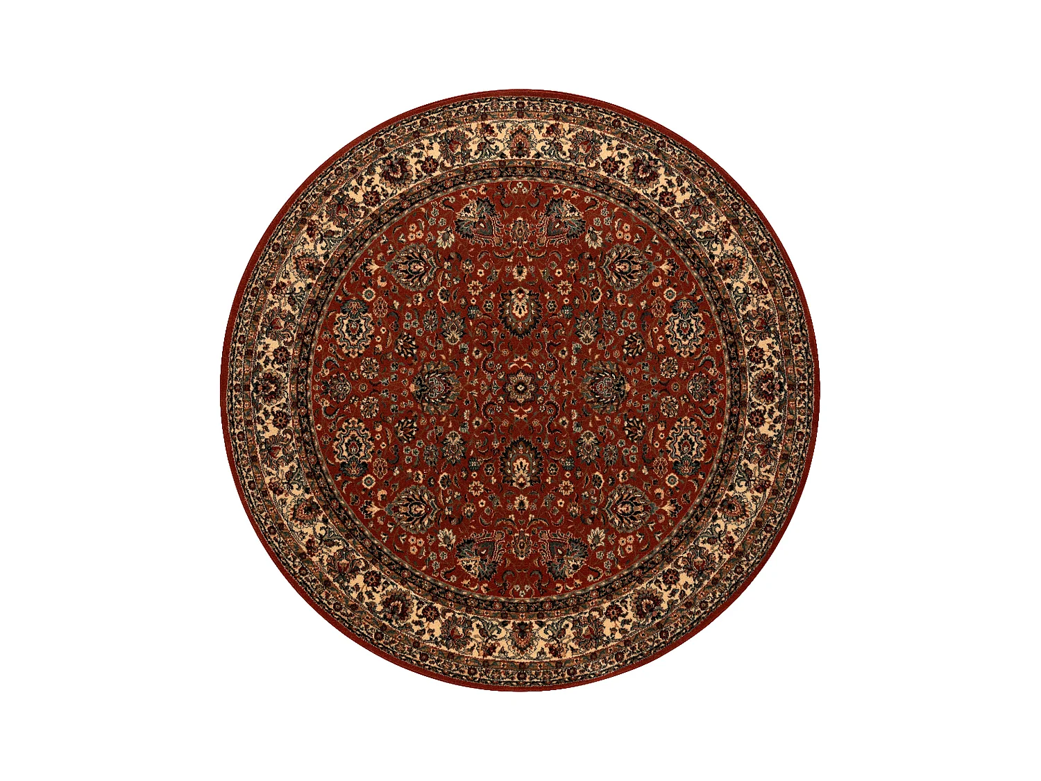 Wollen tapijt KASHQAI 4362 200 cirkel ornament bordeaux rode kleur / b cercle 120 cm