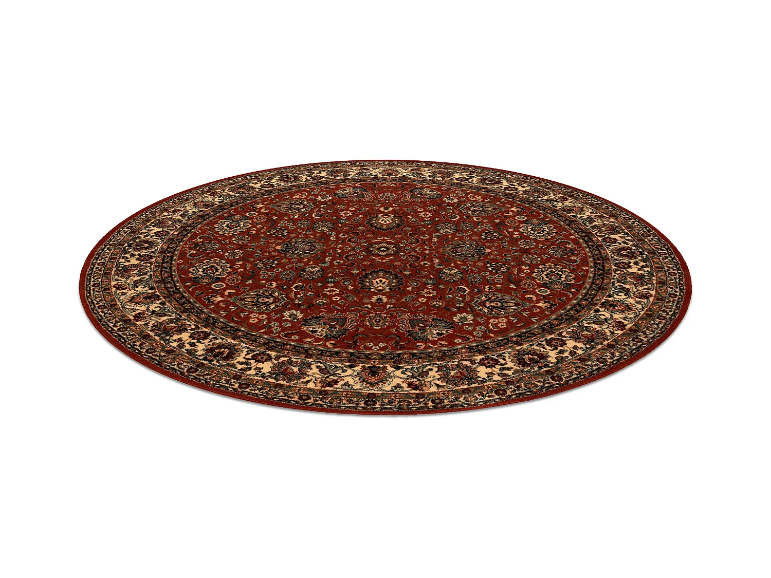 Wollen tapijt KASHQAI 4362 200 cirkel ornament bordeaux rode kleur / b cercle 120 cm