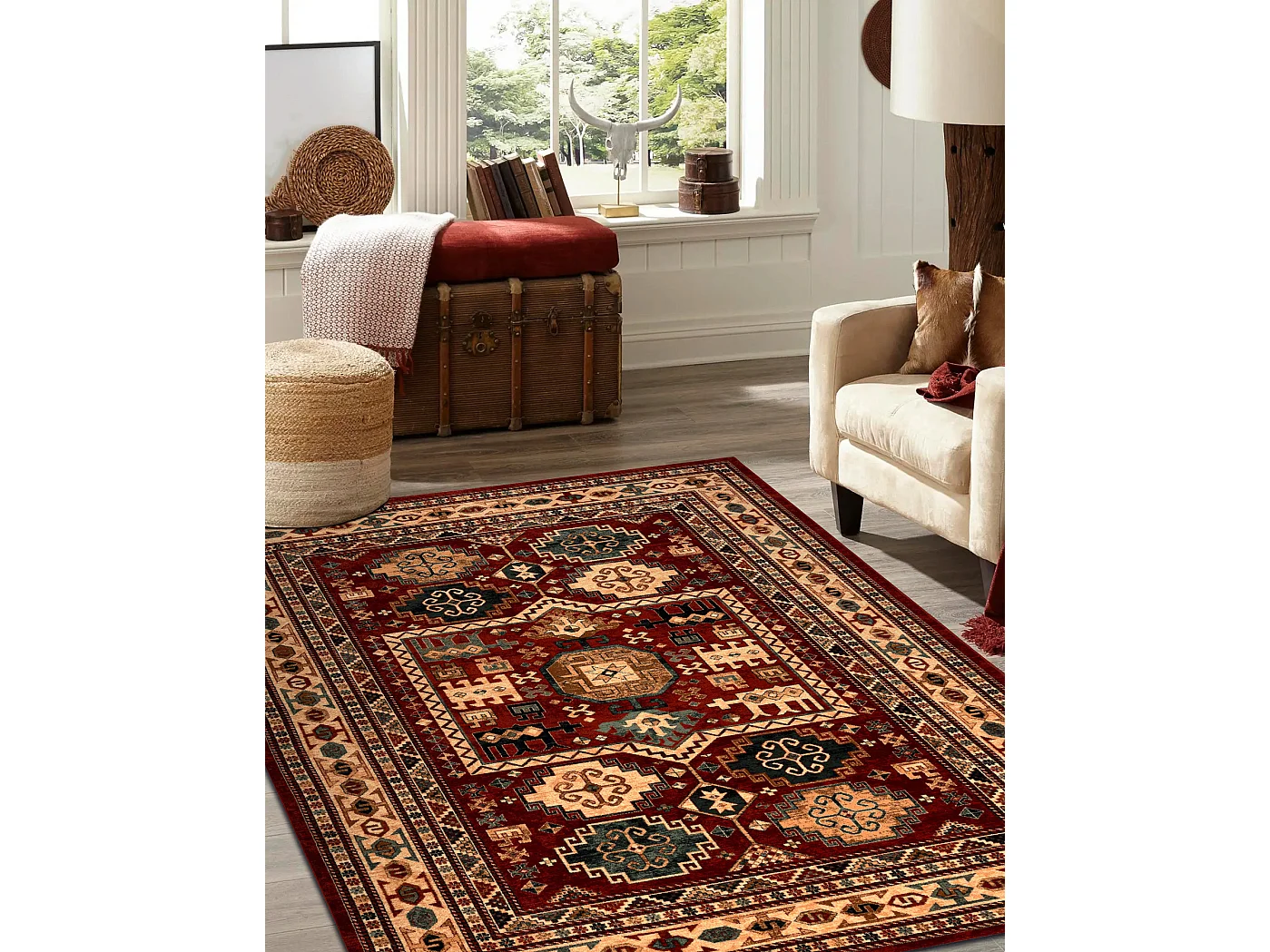 Wollteppich KASHQAI 4306 300 orientalisch, Rahmen Terrakotta / beige 67x275 cm