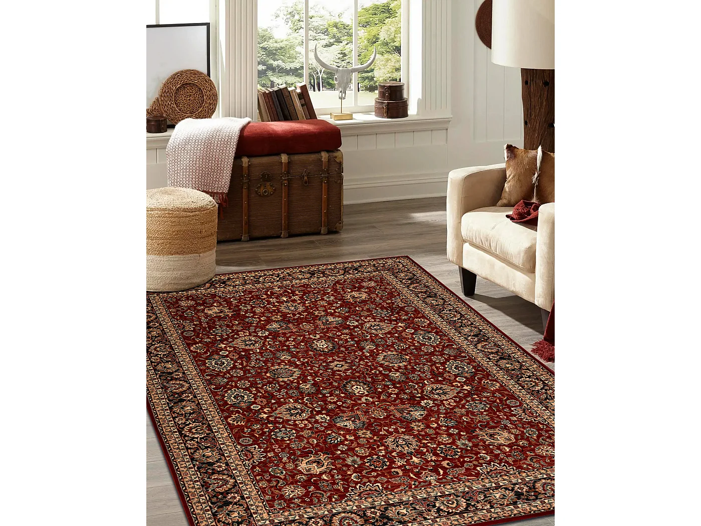 Tapis en laine KASHQAI 4362 300 ornement bordeaux / noir 200x300 cm