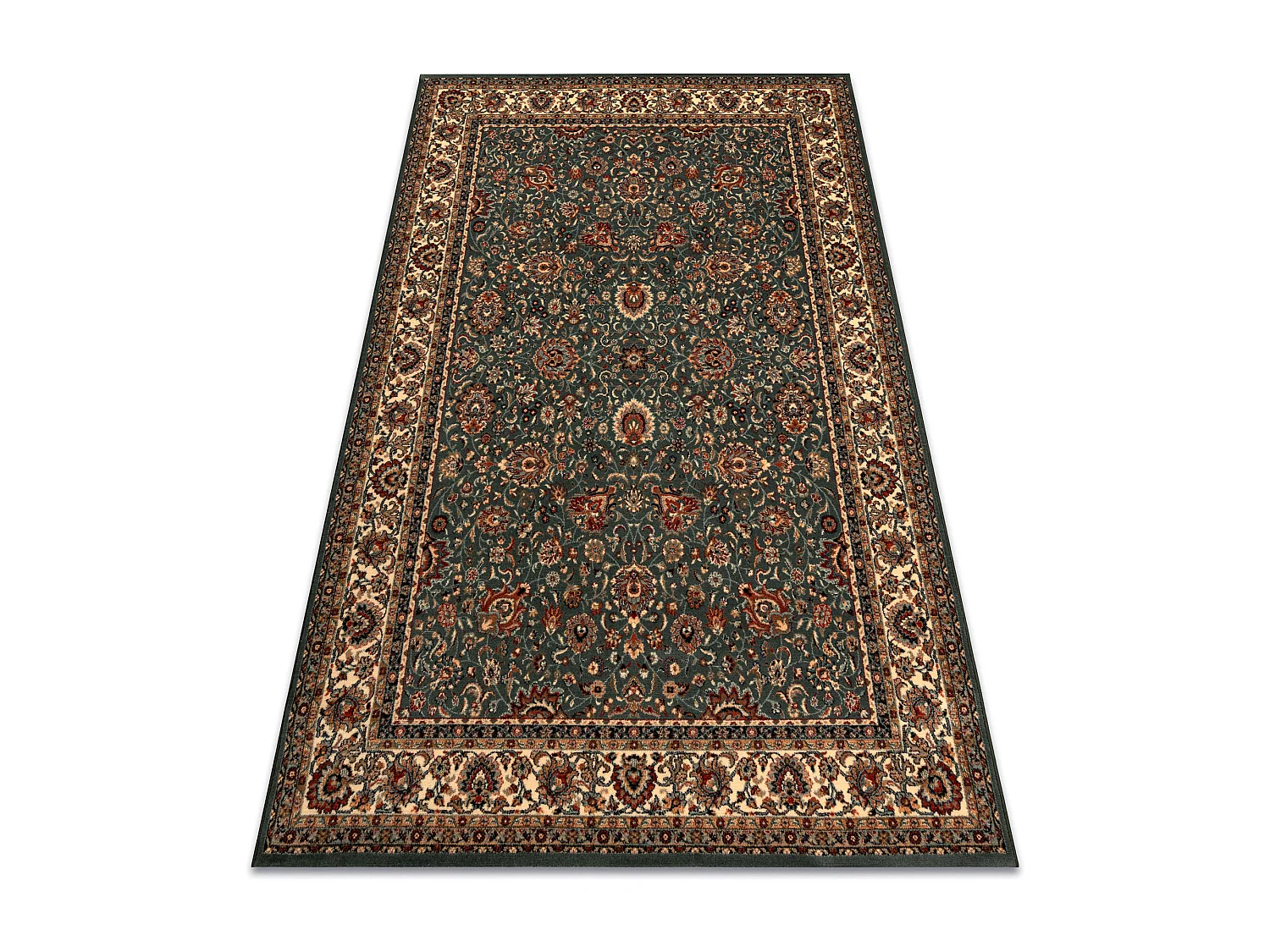 Tapis en laine KASHQAI 4362 410 ornement vert / beige 80x160 cm