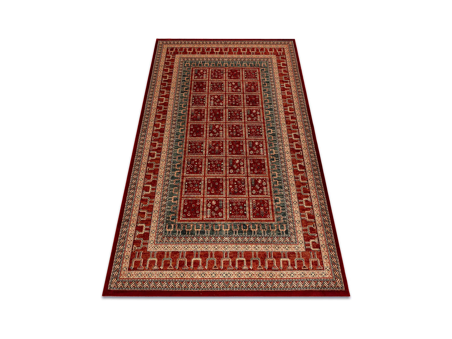 Tapis en laine KASHQAI 4349 300 oriental, cadre terre cuite / vert 200x300 cm
