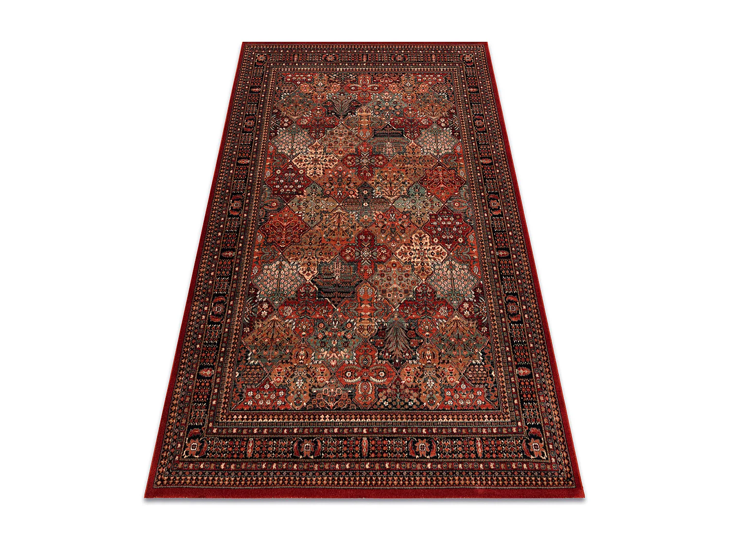 Wollen tapijt KASHQAI 4309 300 oosters, kader rode kleur 120x170 cm