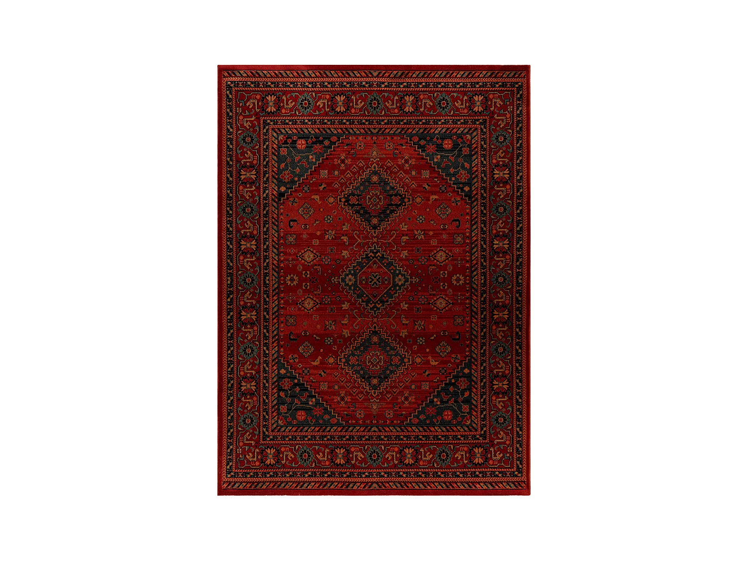 Tapis en laine KASHQAI 4345 300 oriental, cadre bordeaux 67x130 cm