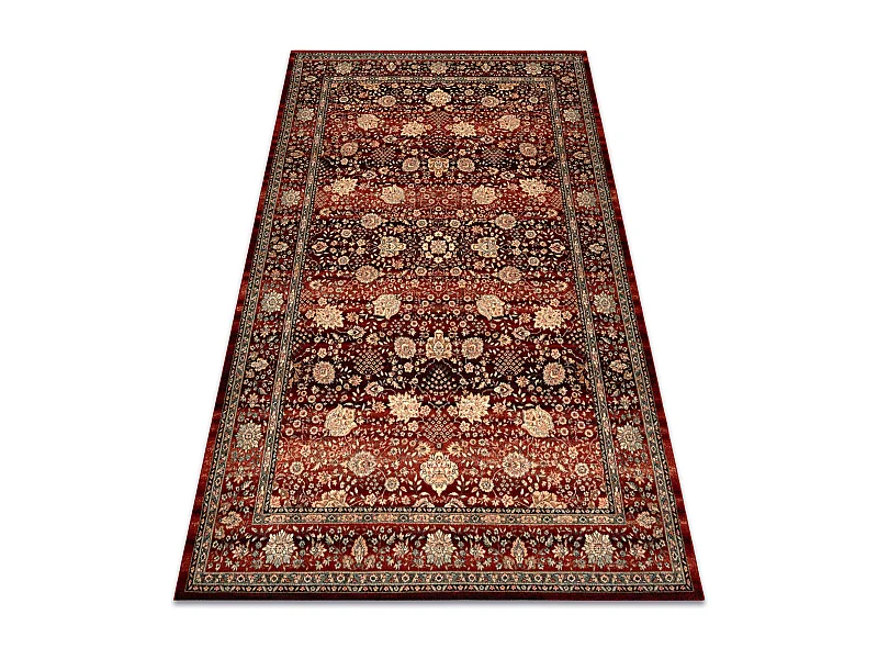 Tapis en laine KASHQAI 4365 300 Fleurs, cadre bordeaux / beige 200x300 cm