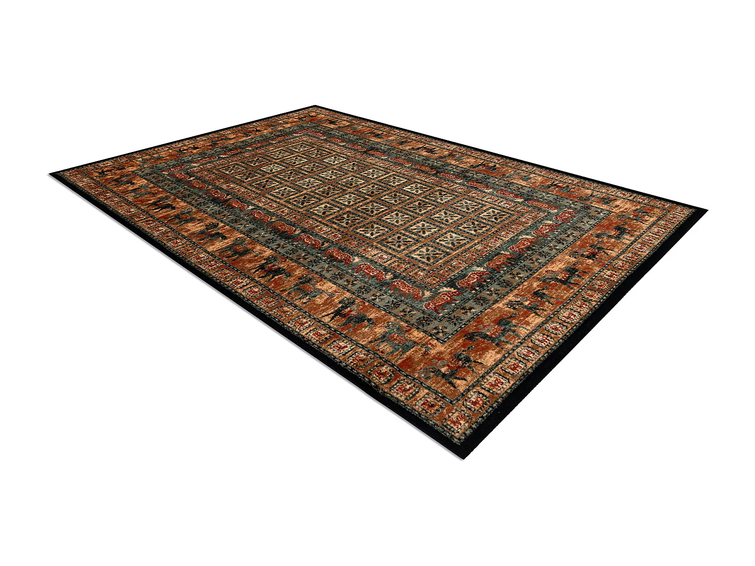 Tapis en laine KASHQAI 4301 500 oriental, cadre beige / vert 240x340 cm