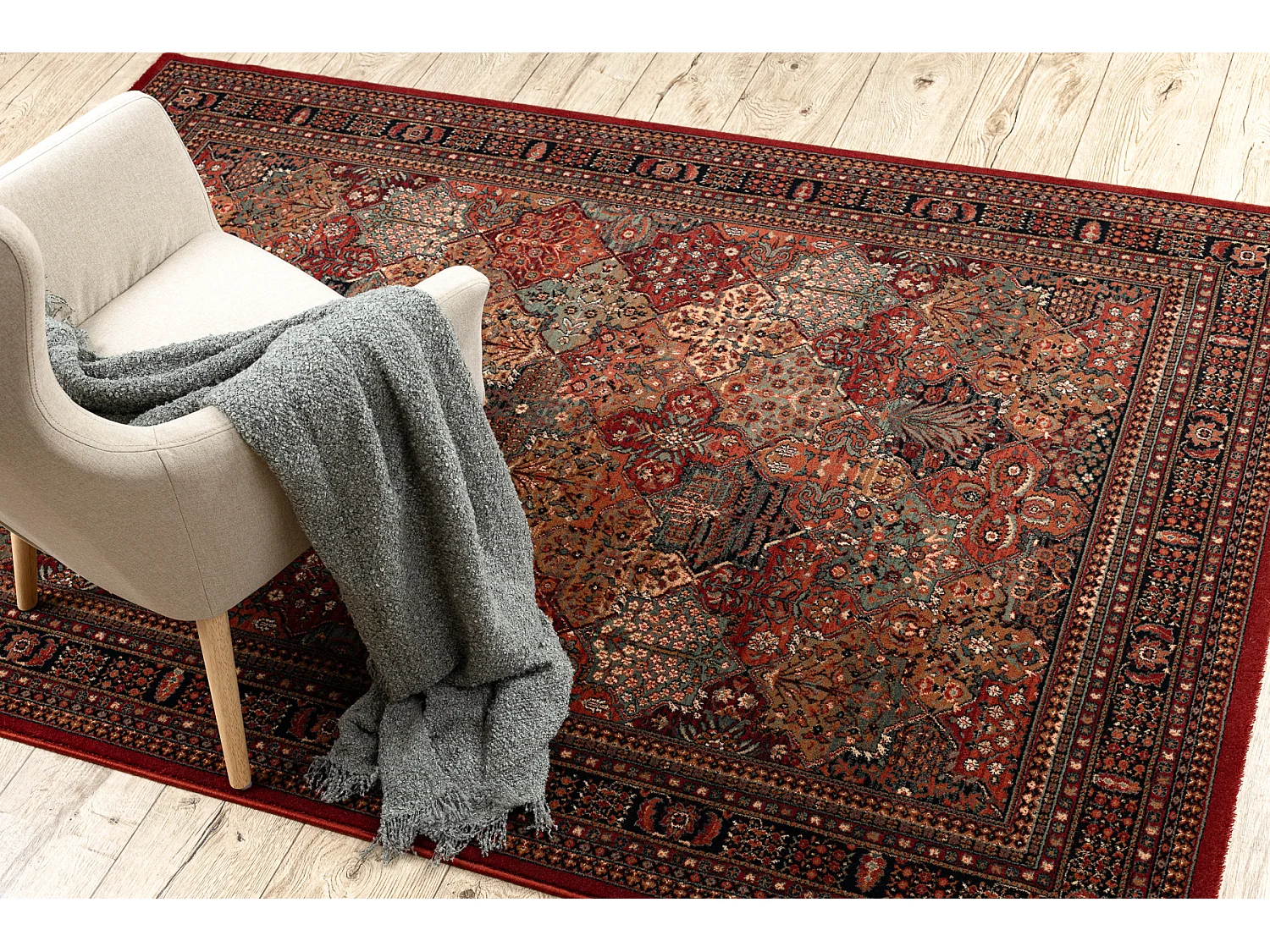 Tapis en laine KASHQAI 4309 300 oriental, cadre bordeaux 67x130 cm