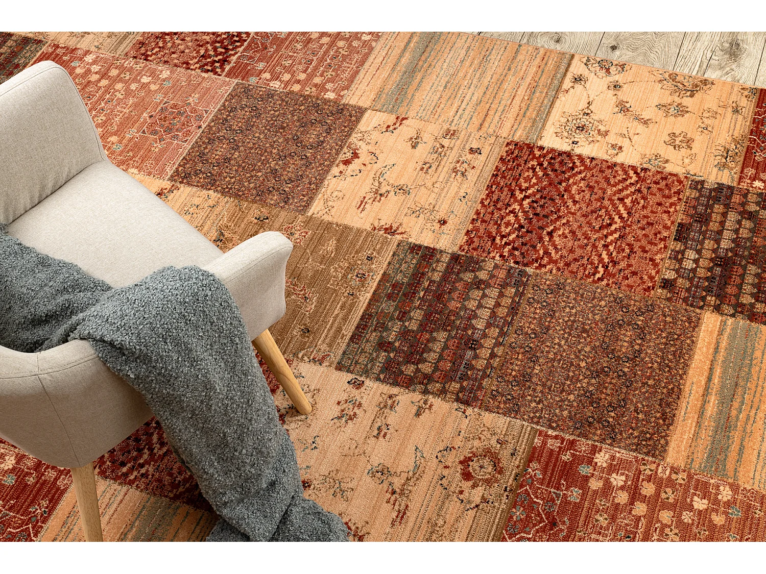 Wollteppich KASHQAI 4327 101 Patchwork Terrakotta 200x300 cm