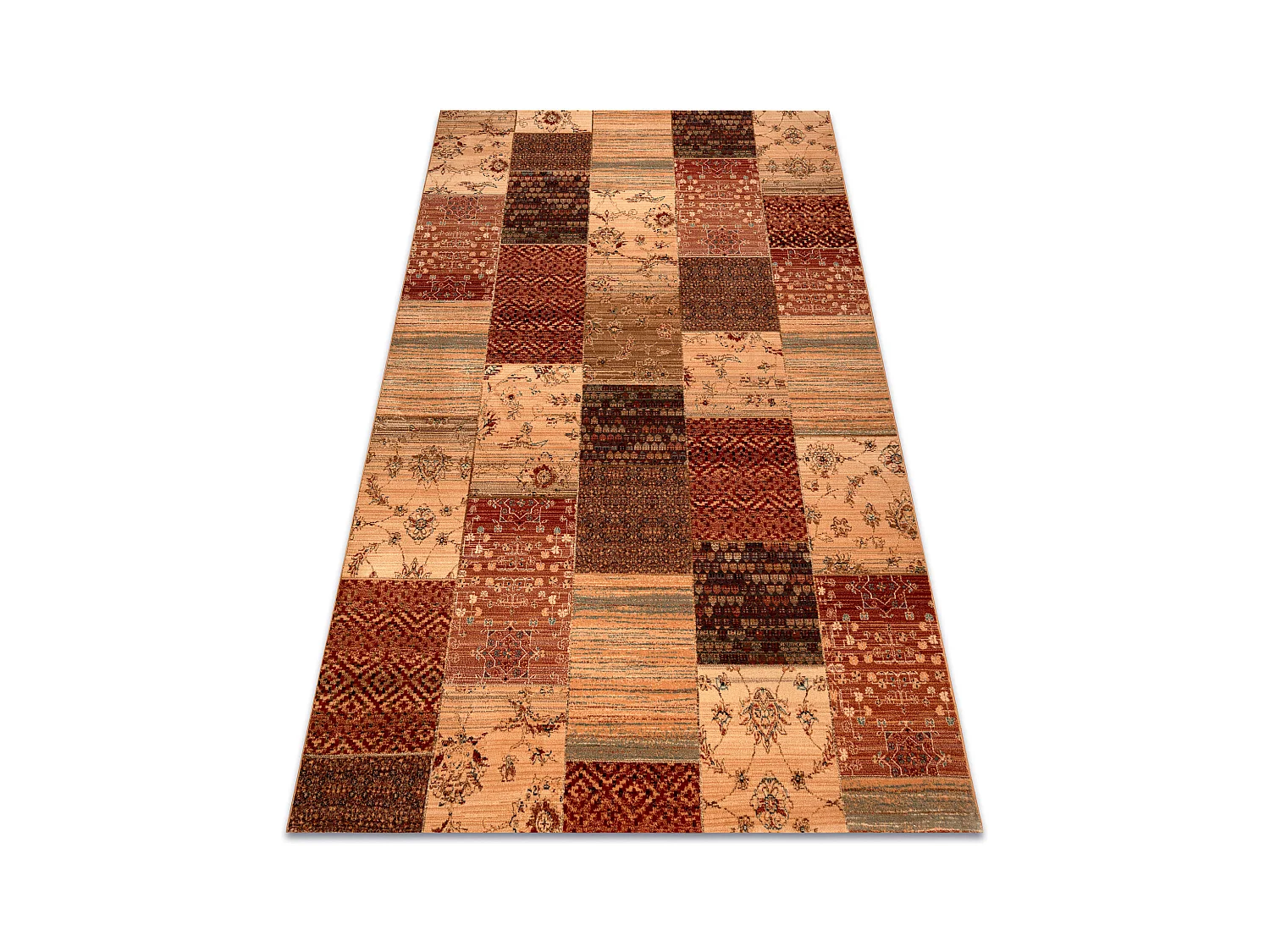 Tapis en laine KASHQAI 4327 101 Patchwork terre cuite 200x300 cm