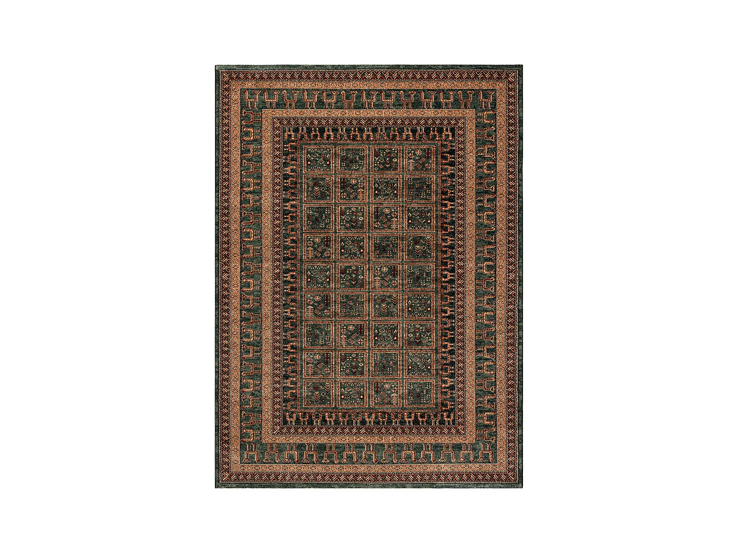 Tapis en laine KASHQAI 4349 400 oriental, cadre vert 120x170 cm