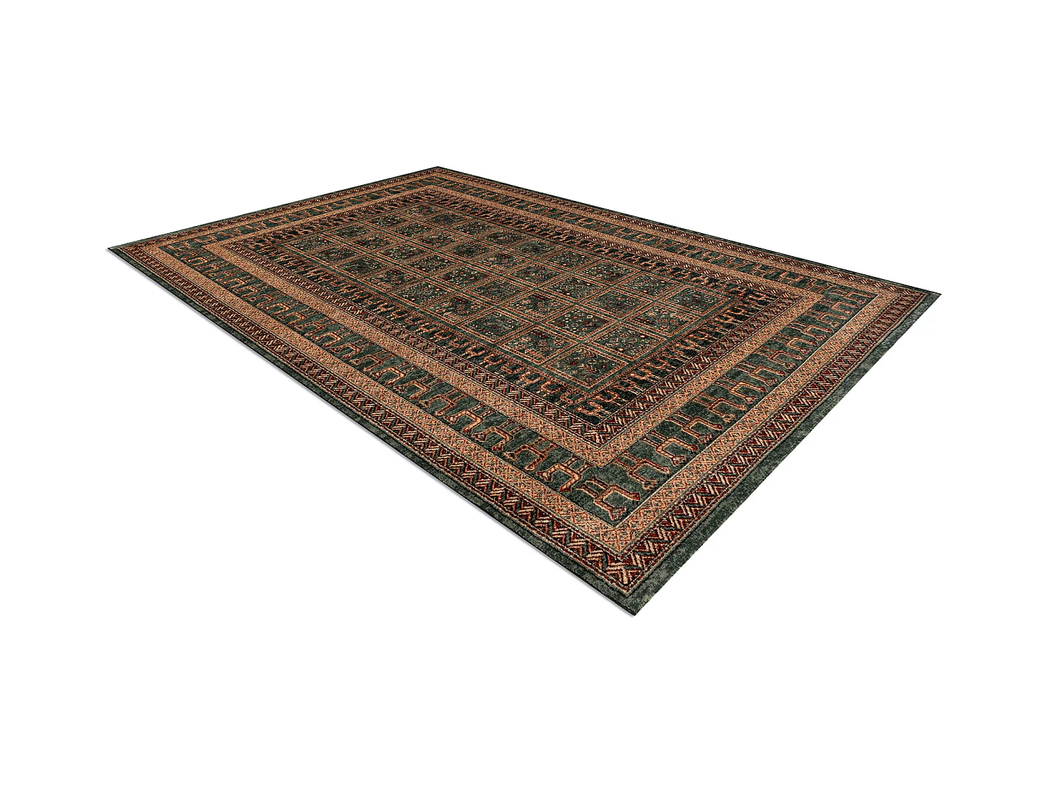 Tapis en laine KASHQAI 4349 400 oriental, cadre vert 120x170 cm