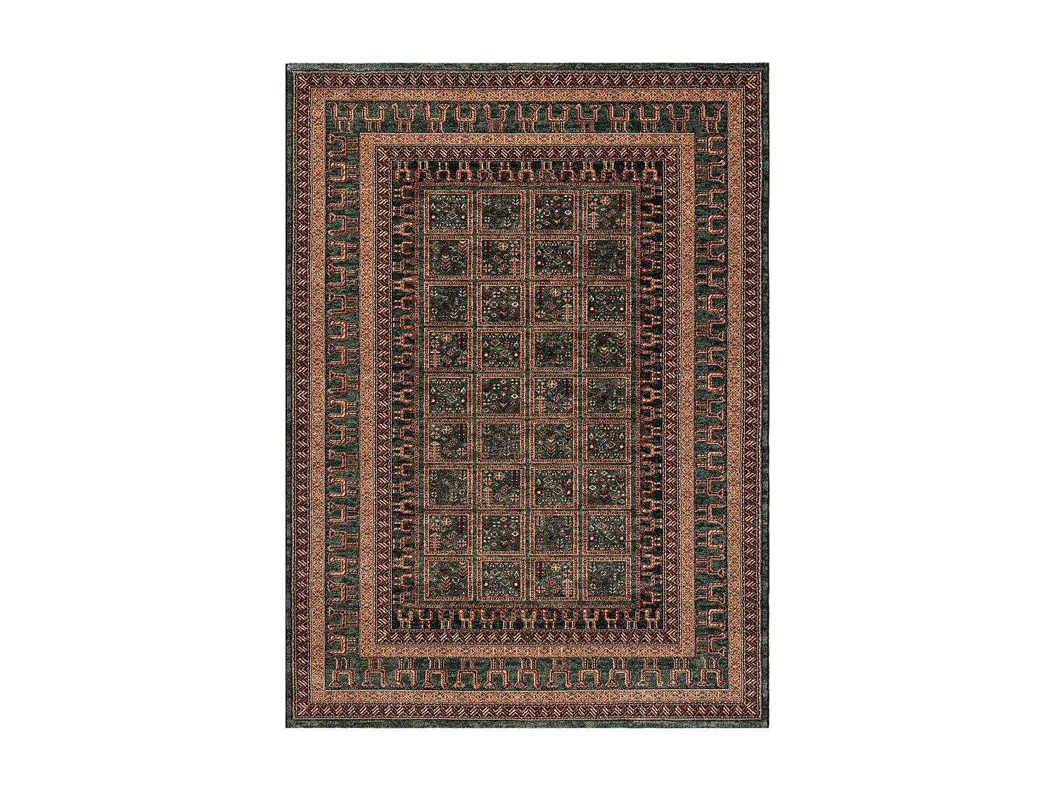 Tapis en laine KASHQAI 4349 400 oriental, cadre vert 120x170 cm