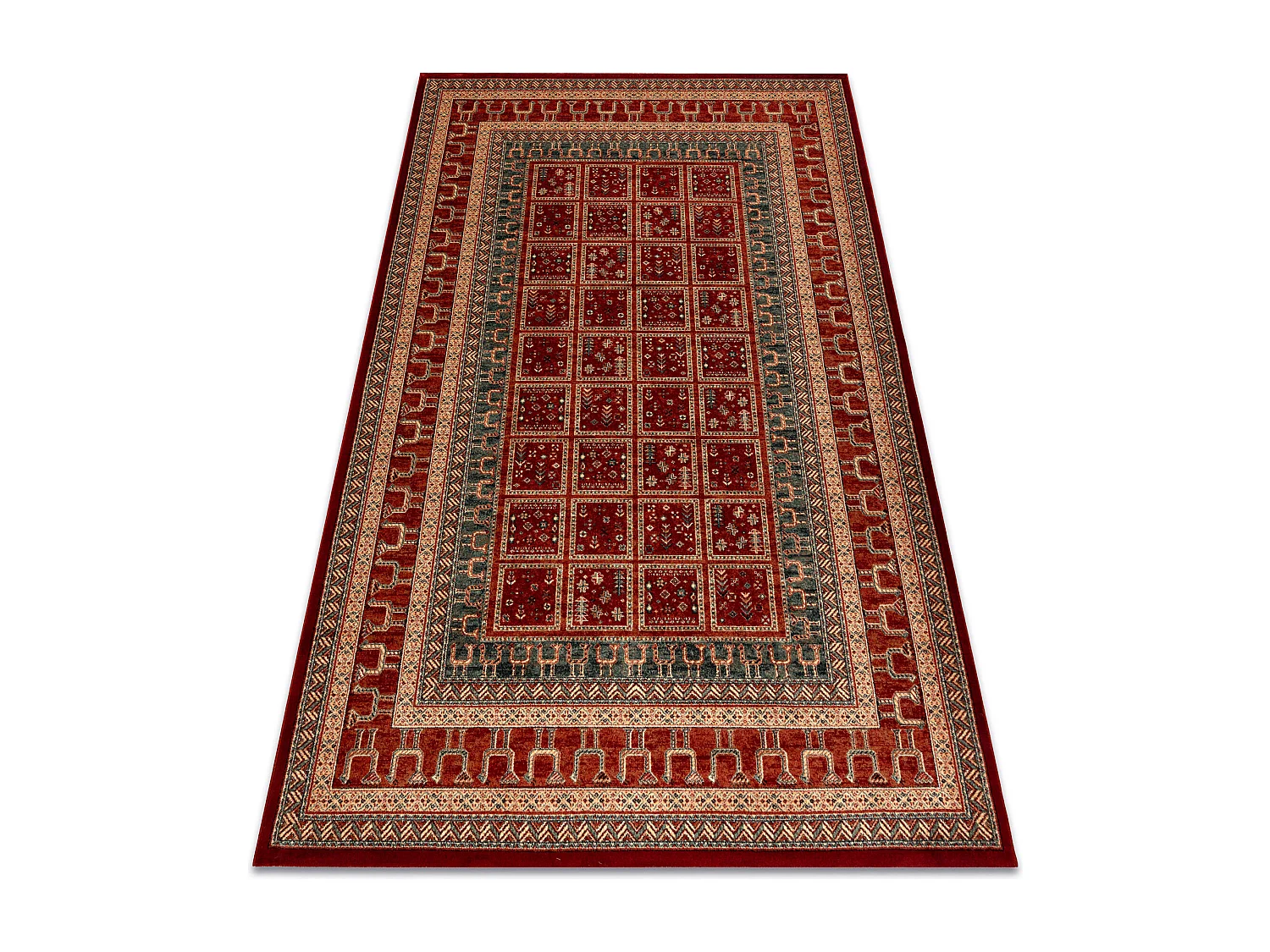 Tapis en laine KASHQAI 4349 300 oriental, cadre terre cuite / vert 120x170 cm