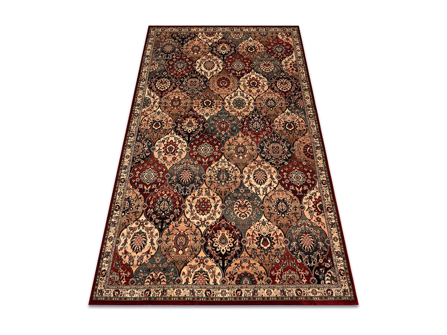 Dywan wełniany KASHQAI 4373 300 orientalny, koniczyna beż / bordo 200x300 cm