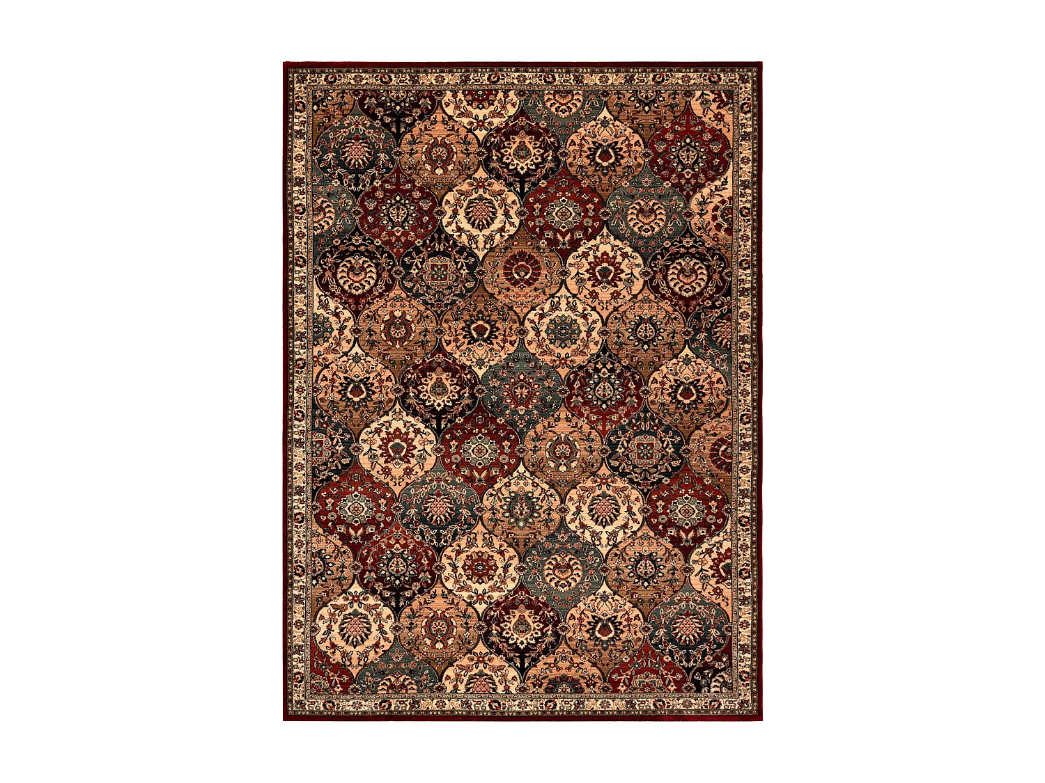 Dywan wełniany KASHQAI 4373 300 orientalny, koniczyna beż / bordo 200x300 cm