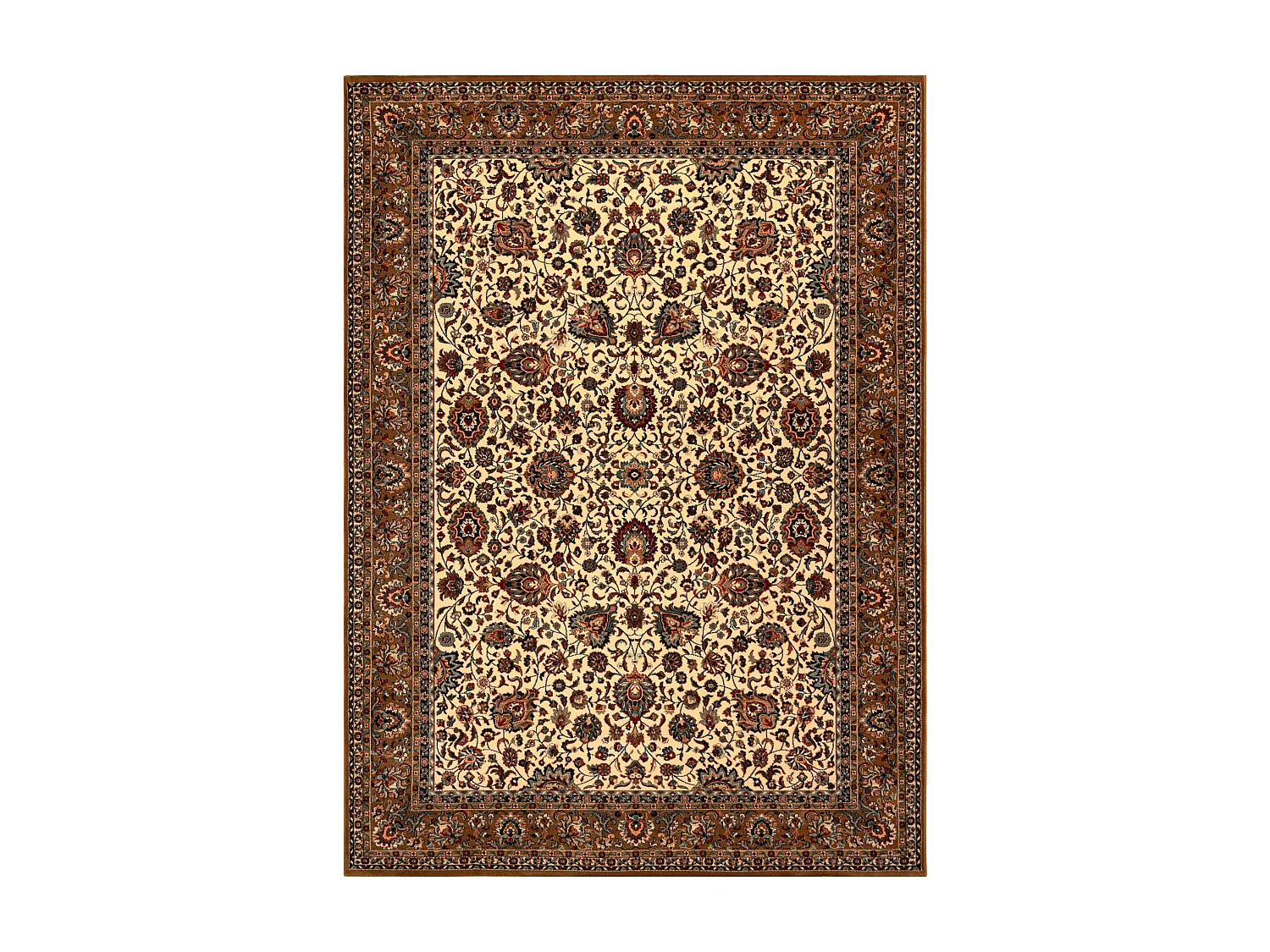 Tapete de lã KASHQAI 4362 103 Flores, quadro bege / bordó 240x340 cm