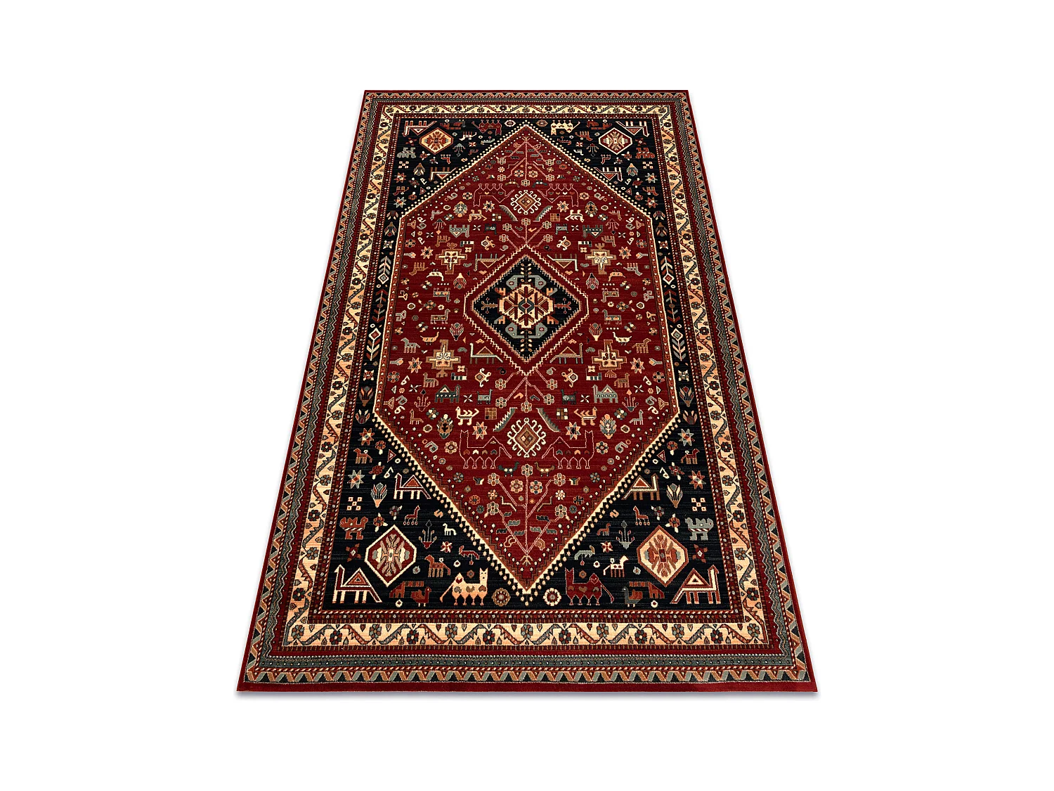Tapis en laine KASHQAI 4364 301 oriental, cadre bordeaux / noir 135x200 cm