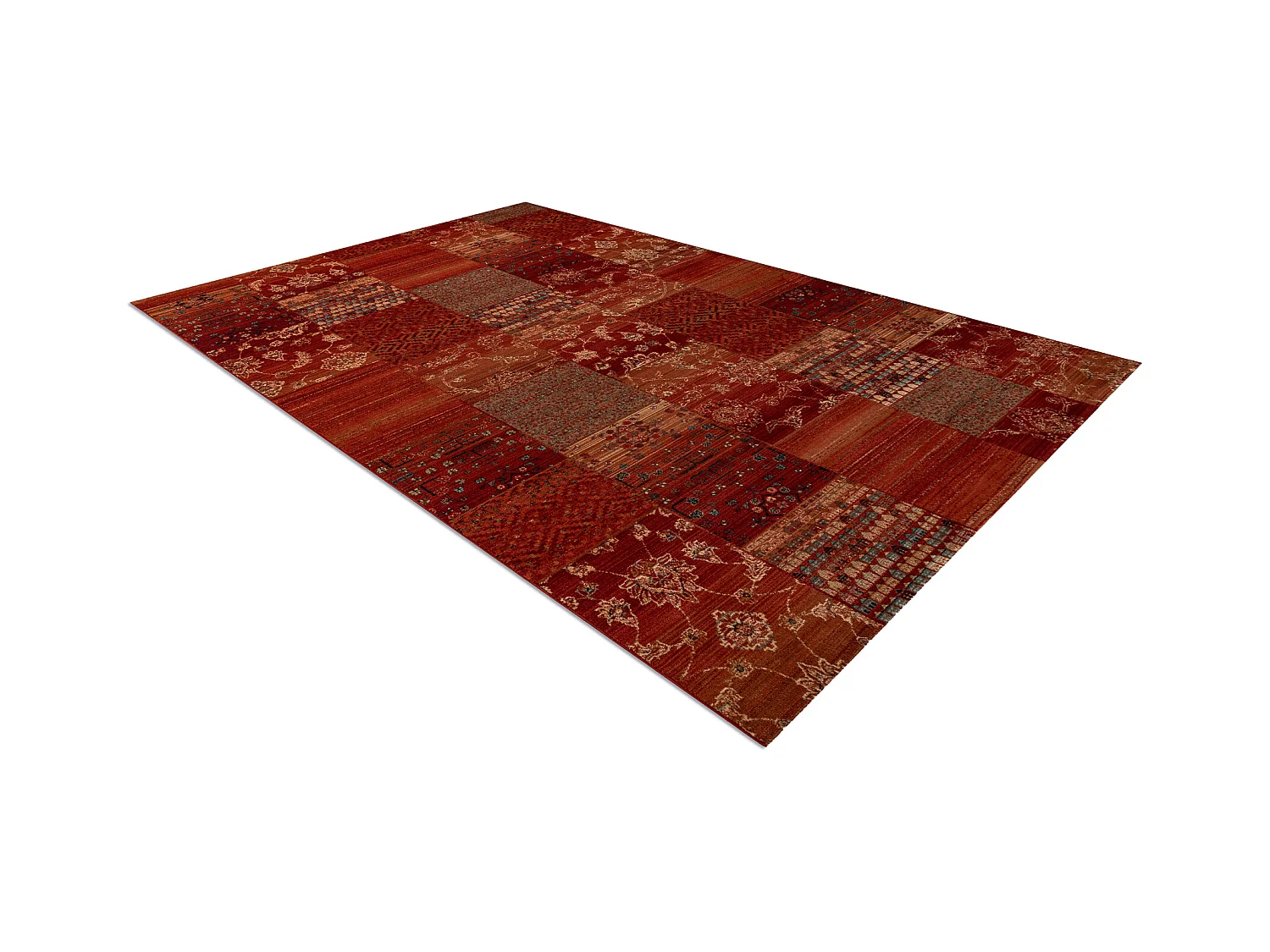 Tapis en laine KASHQAI 4327 300 Patchwork bordeaux 240x340 cm