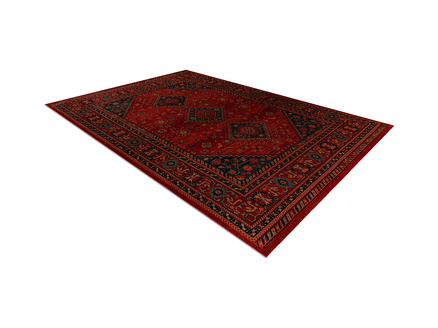 Wollen tapijt KASHQAI 4345 300 oosters, kader rode kleur 200x300 cm