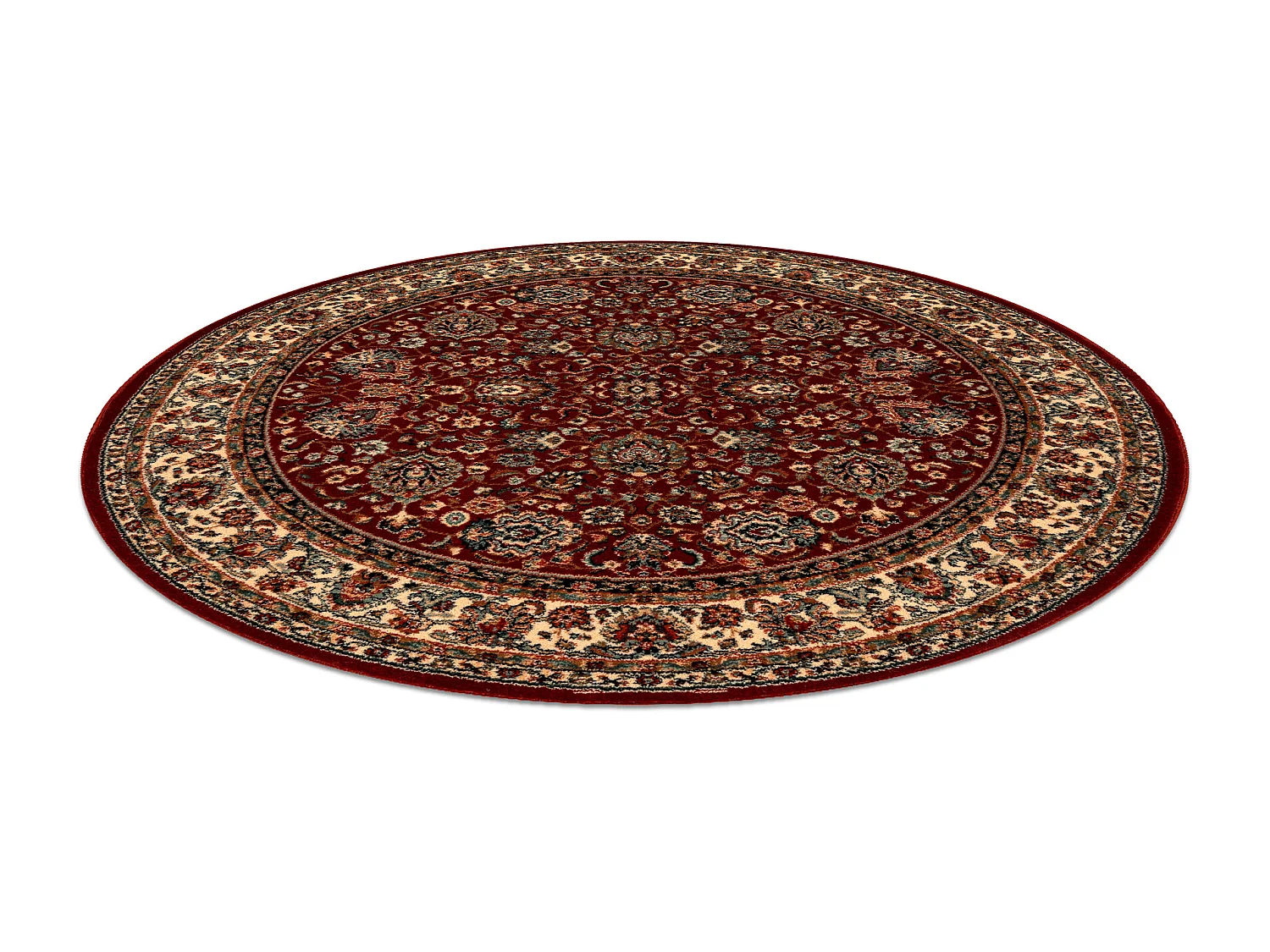 Tapis en laine KASHQAI 4362 302 cercle ornement bordeaux / beige cercle 120 cm