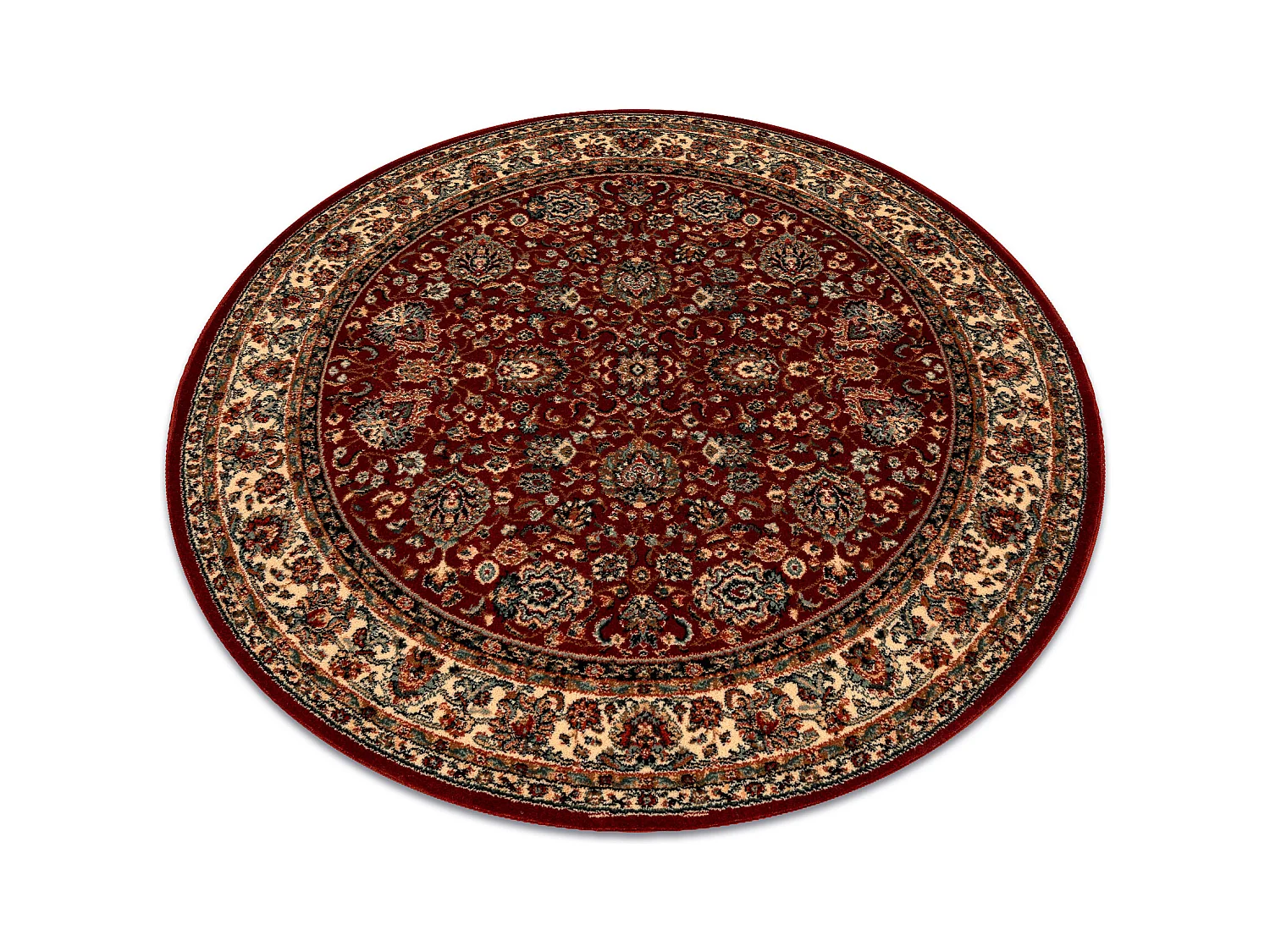 Tapis en laine KASHQAI 4362 302 cercle ornement bordeaux / beige cercle 120 cm