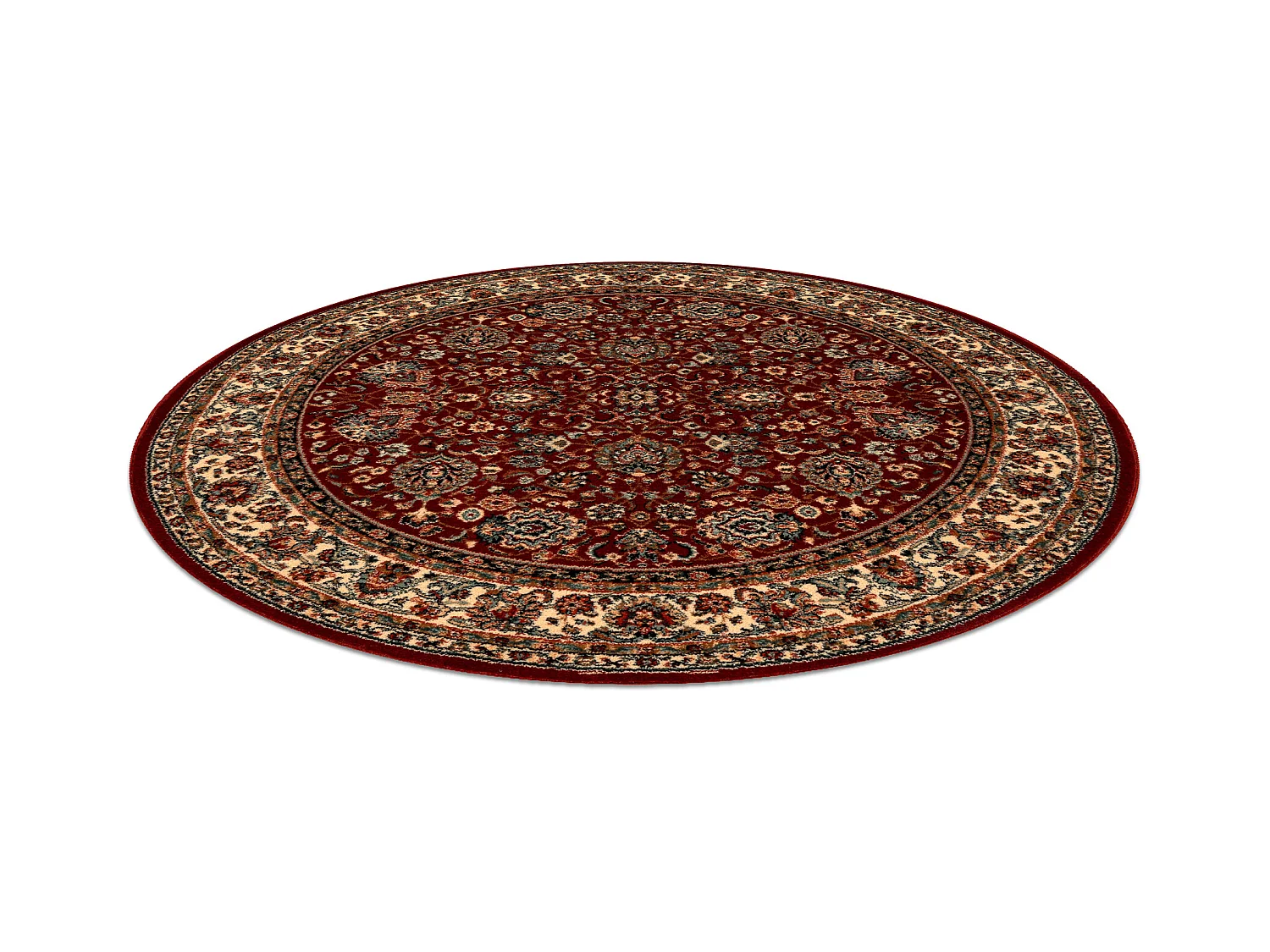 Dywan wełniany KASHQAI 4362 302 koło ornament bordo / beż cercle 120 cm