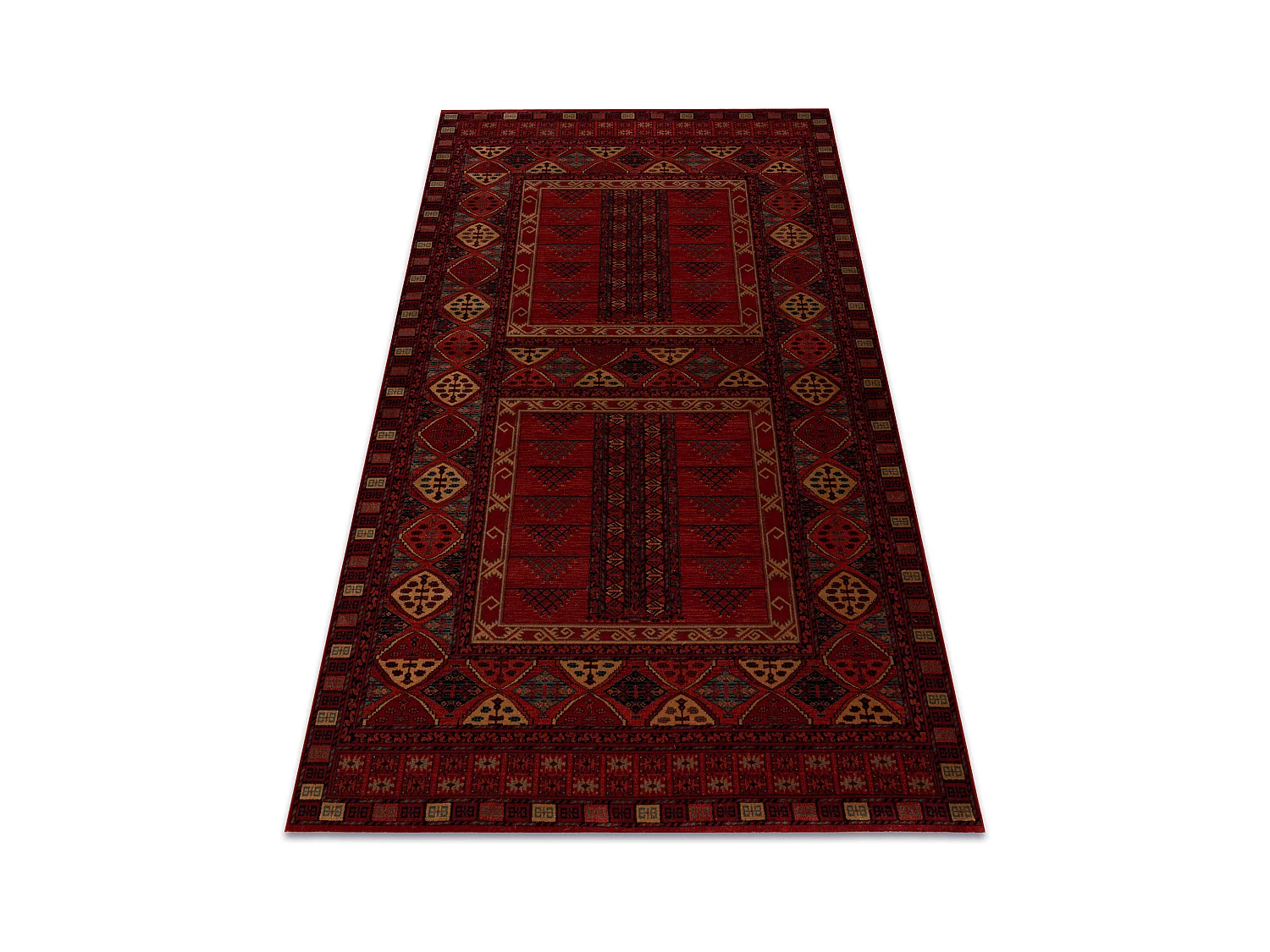 Tapis en laine KASHQAI 4346 300 oriental, géométrique bordeaux 80x160 cm