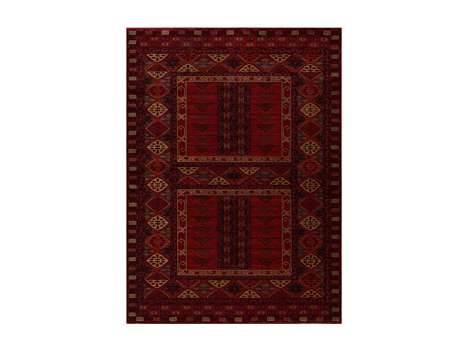 Wollen tapijt KASHQAI 4346 300 oosters, geometrisch rode kleur 67x275 cm