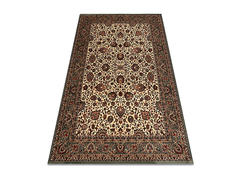 Tapis en laine KASHQAI 4362 101 ornement beige / vert 67x130 cm